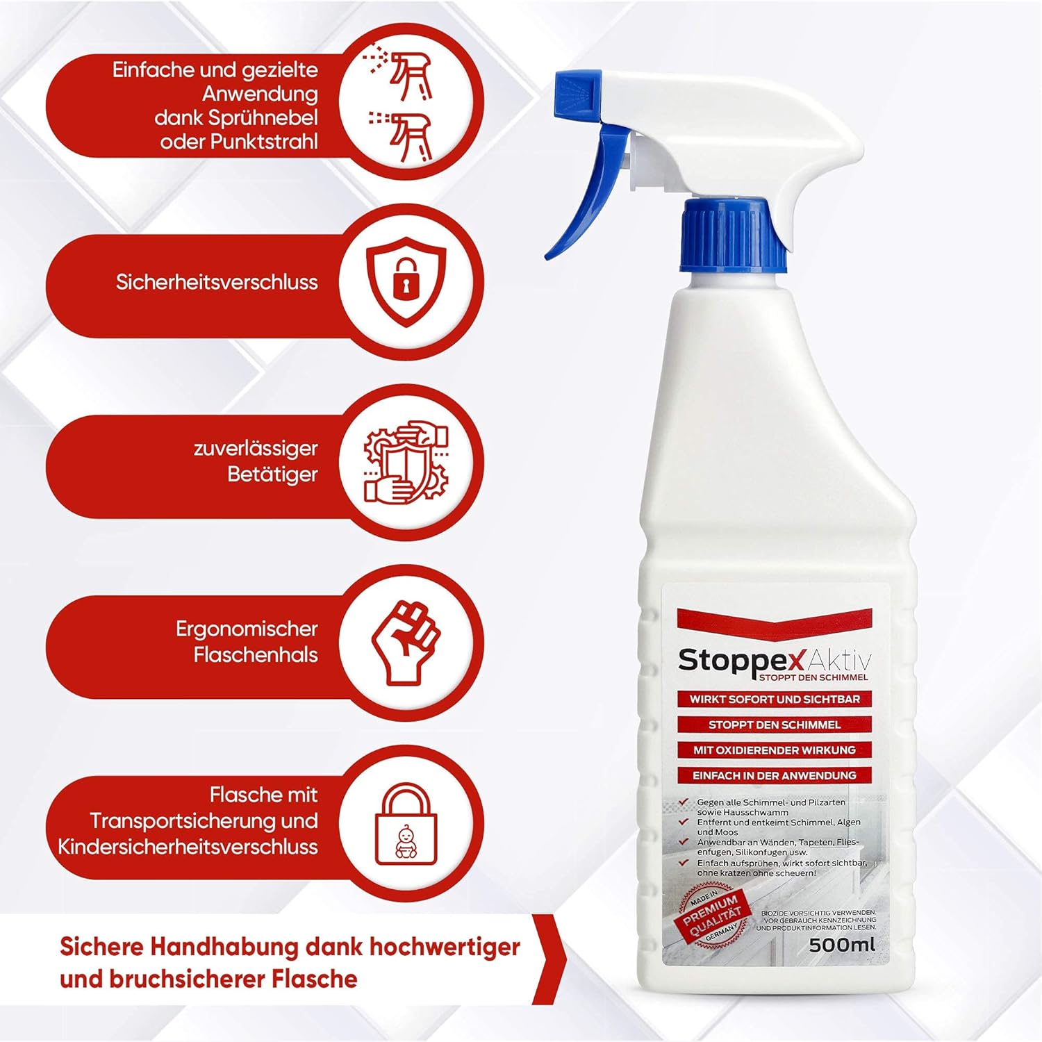 Professioneller Schimmelentferner gegen Schimmel, Stockflecken und Schimmel I chlorhaltiges Anti-Schimmel-Spray. – Bild 8