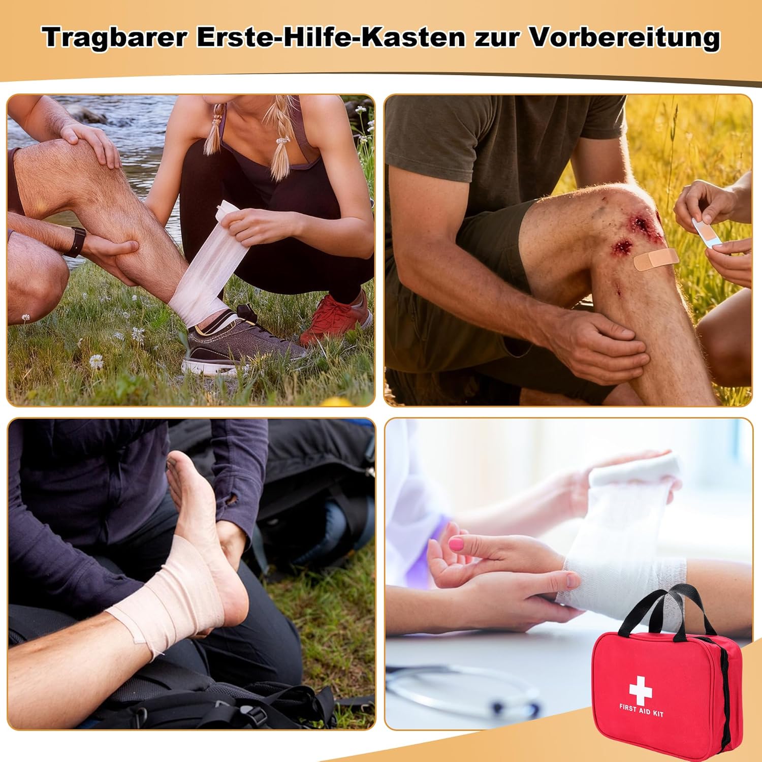 Erste-Hilfe-Set, 170-teiliges Erste-Hilfe-Set, Notfallausrüstung inkl. Bandagen, Notfalldecke, Pflaster, Mull, Pfeifen, Mull, Reiseapotheke für Zuhause, Auto, Outdoor – Bild 5