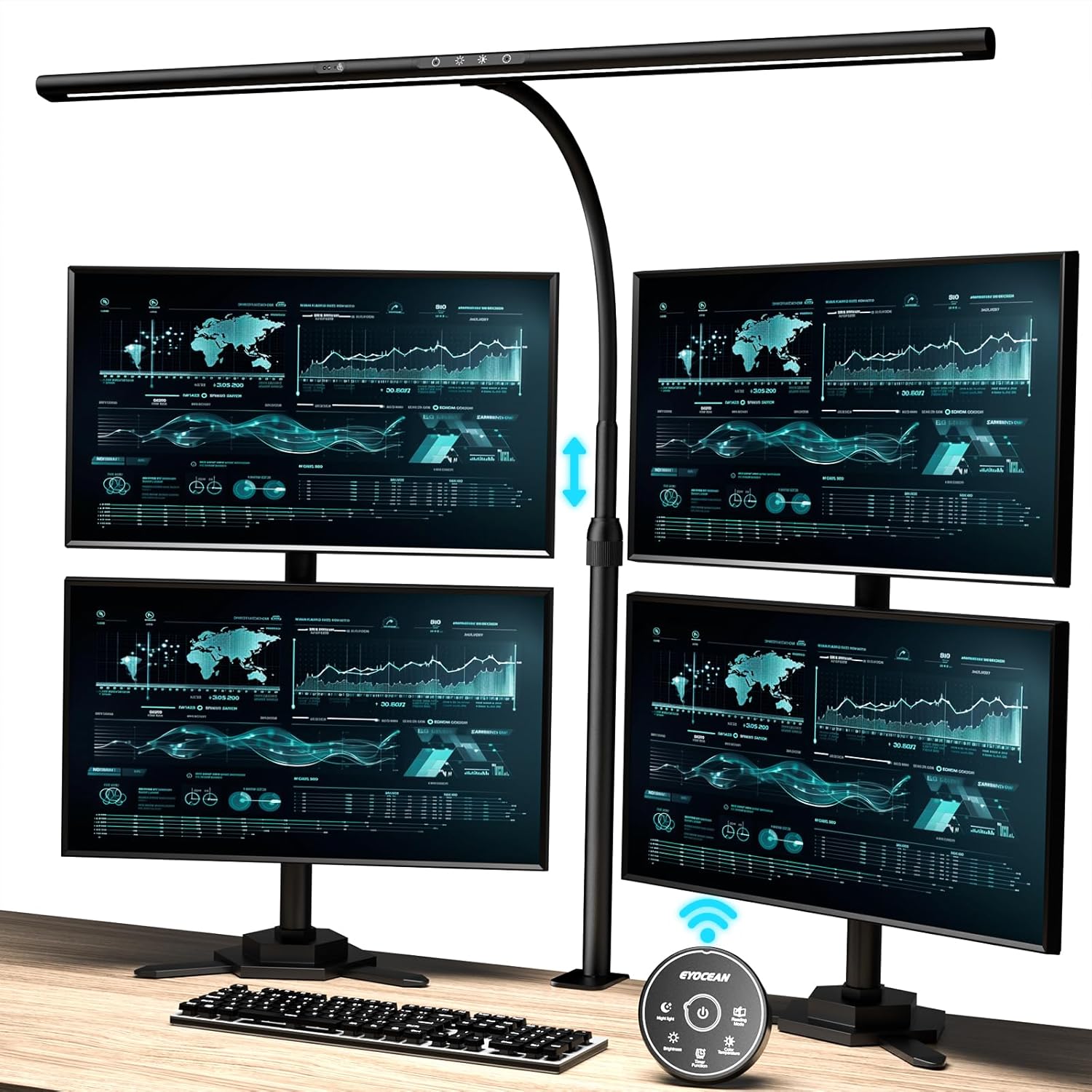 EYOCEAN LED Schreibtischlampe, 24W 80cm Tischlampe mit Gestensteuerung, dimmbare Tageslichtlampe, Augenschutz, Monitorlampe für Anbieter im Büro, Leser, Architekten, Schneider