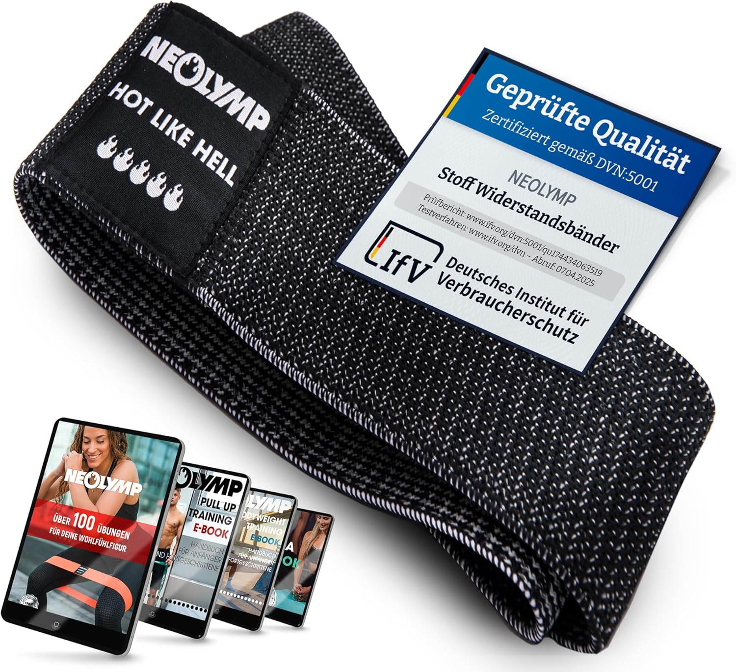 Neolymp Premium Fitnessbänder für den professionellen Sporteinsatz + Buch mit über 100 Übungen, Fitnessband, Thermoband, Widerstandsband, Terraband für Pilates / Crossfit