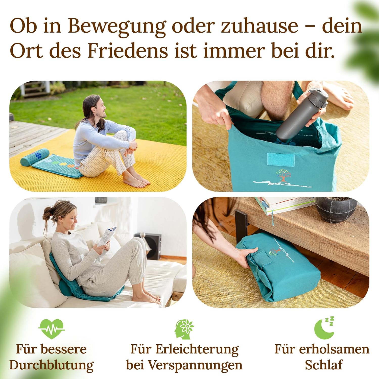 Akupressurmatte mit VitaSpike™-Technologie, Set mit Kissen & Tasche, Rücken-, Nacken- & Stressabbau, Baumwolle & Kokosfaser, Nadelmatte, Fakirmatte, Rückenschmerzen – Bild 8