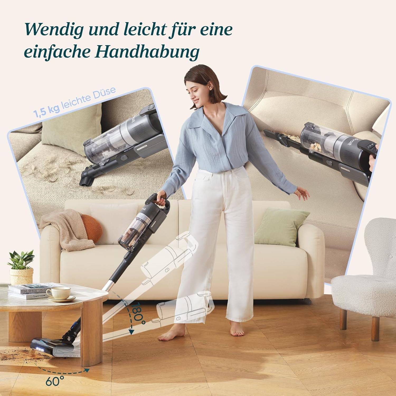 Levoit – Akku-Staubsauger – Laufzeit für 100㎡ – kabelloser Staubsauger – Staubsauger – 99,99 % HEPA-Filter – selbststehend – kein Verheddern – für Tierhaare/Teppich/Hartböden/Auto – LVAC-200 MAX – Bild 5