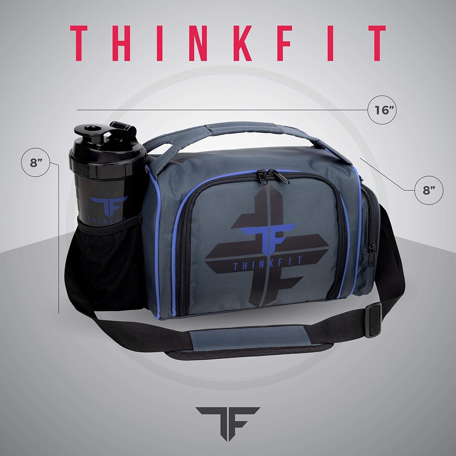 Isolierte Lunchbox mit 6 Meal-Prep-Boxen – BPA-frei, wiederverwendbar, mikrowellen- und gefriergeeignet – Lunchtasche mit Shaker-Becher, Pillen-Organizer, Schultergurt und Kühlakkus – Kühltasche blau – Bild 10