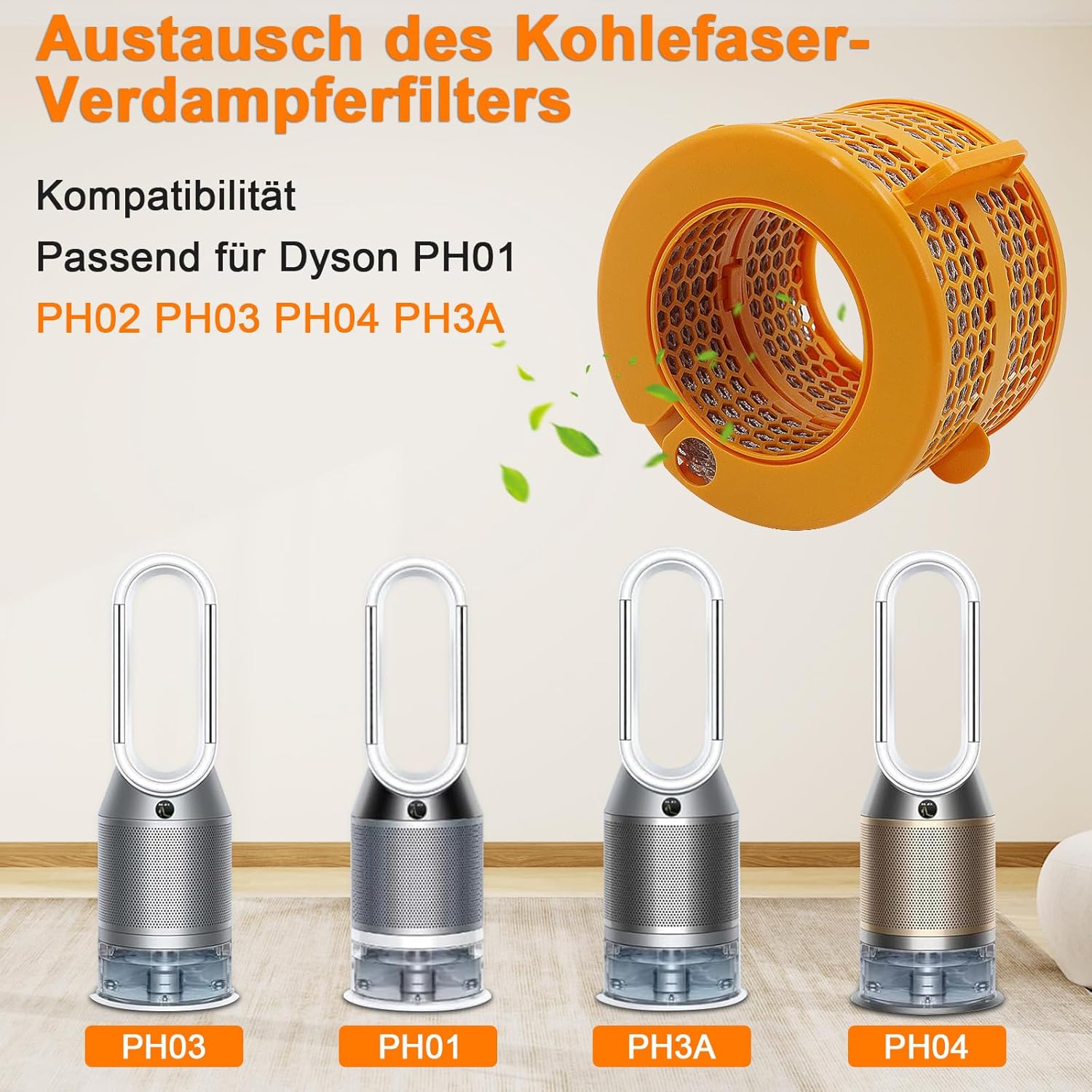 Luftreiniger-Filter, Kohlefilter, kompatibel mit Dyson Luftreiniger Pure Humidify Cool PH01 PH02 PH03 PH04 PH3A Ersatzfilter Verdampfer 970718-01 Luftreiniger Ersatzteile Zubehör – Bild 2