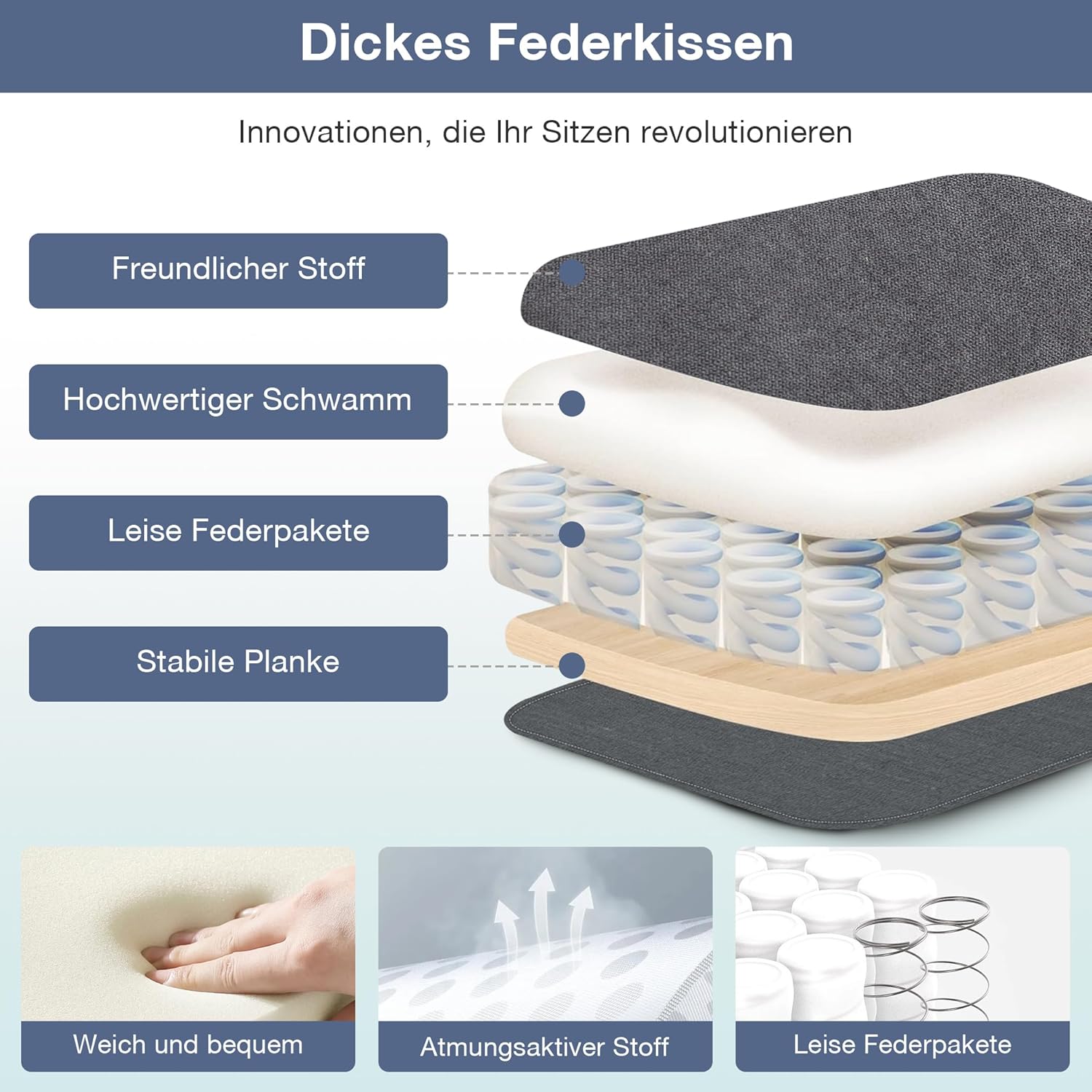 Bosmiller Ergonomischer Bürostuhl, 180 kg, verstellbarer Schreibtischstuhl mit hoher Rückenlehne und breiter Sitzfläche, klappbare Armlehne, Bürostuhl für Büro, Computer, Chefsessel – Bild 6