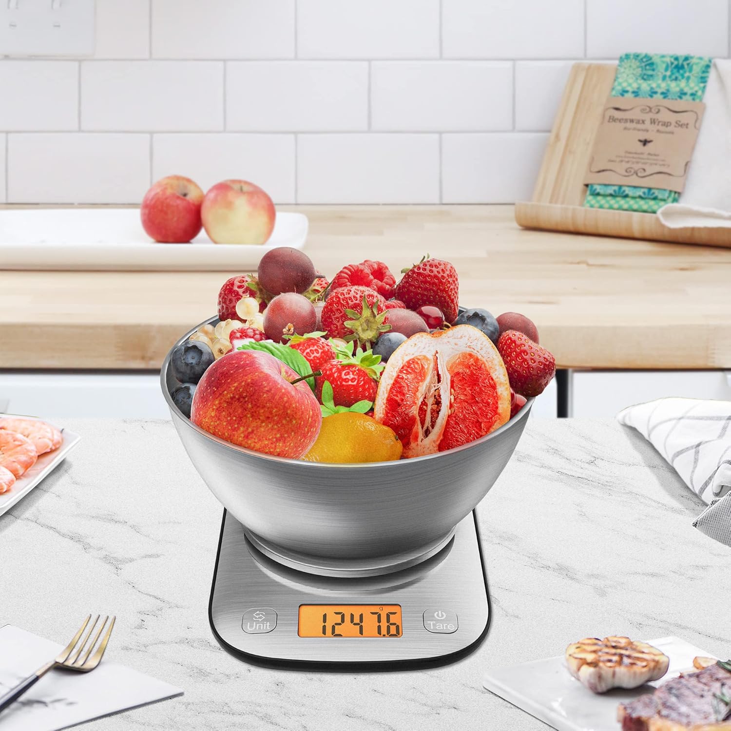 GRAM PRES Lebensmittel-Küchenwaage, digitales Gewicht in Gramm und Unzen, mit IPX6-Wasserdichtigkeit, professionelle digitale Küchen-Lebensmittelwaage aus Edelstahl, 11 lb/0,01 oz, mit Schüssel für Diät, Backen, Kochen – Bild 6