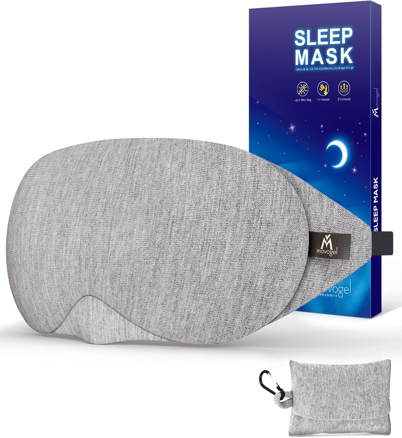 Baumwoll-Schlafmaske 2018, lichtblockierende Schlafmaske mit Reisetasche, weiche und bequeme Augenbinde, 100 % handgefertigt, für Reisen/Schlaf/Schichtarbeit/Meditation
