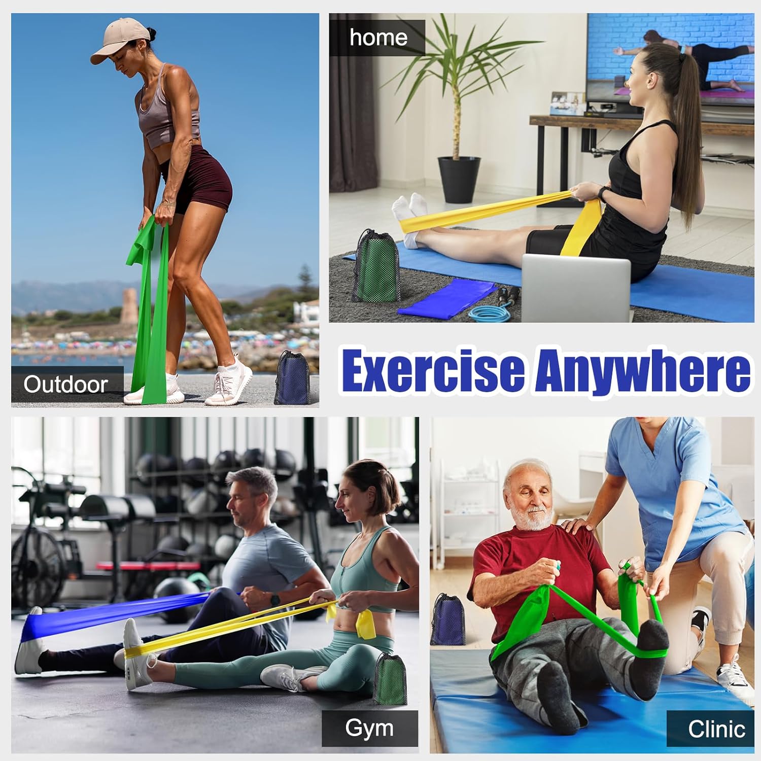 Latex-Gymnastikband, elastisches Fitnessbänder-Set für Workouts, Pilates, Yoga, Physiotherapie und Reha, Widerstandsbänder-Set für Sport, elastisches Band, Fitnessbänder für Training, 1,8 m lang – Bild 7