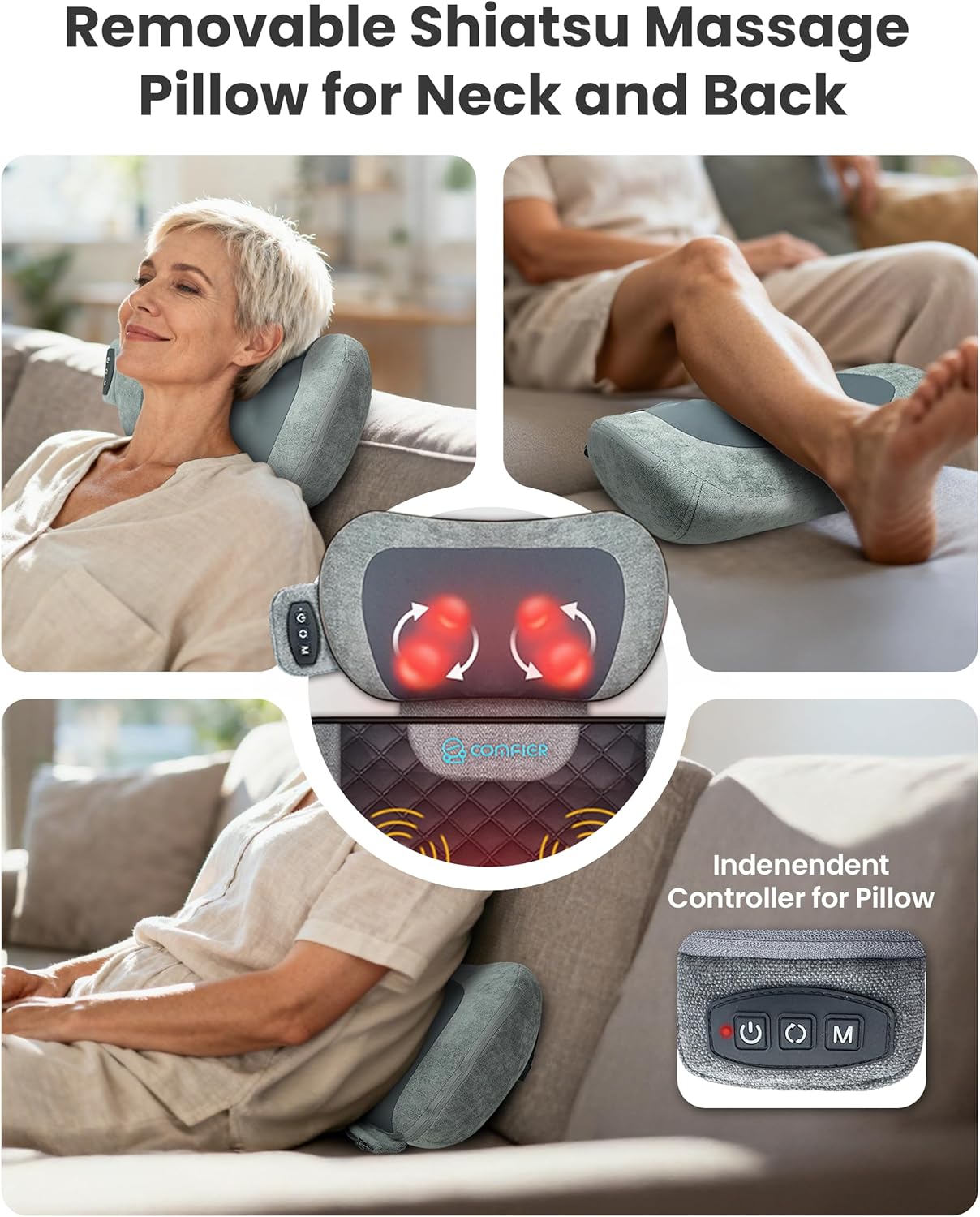 COMFIER Ganzkörper-Massagematte mit Wärme, 10-motoriges Vibrations-Massagepad mit Shiatsu-Nackenmassagegerät für Rücken, Beine und Nacken, 160 x 56 cm, Geschenk für Mama und Papa – Bild 3