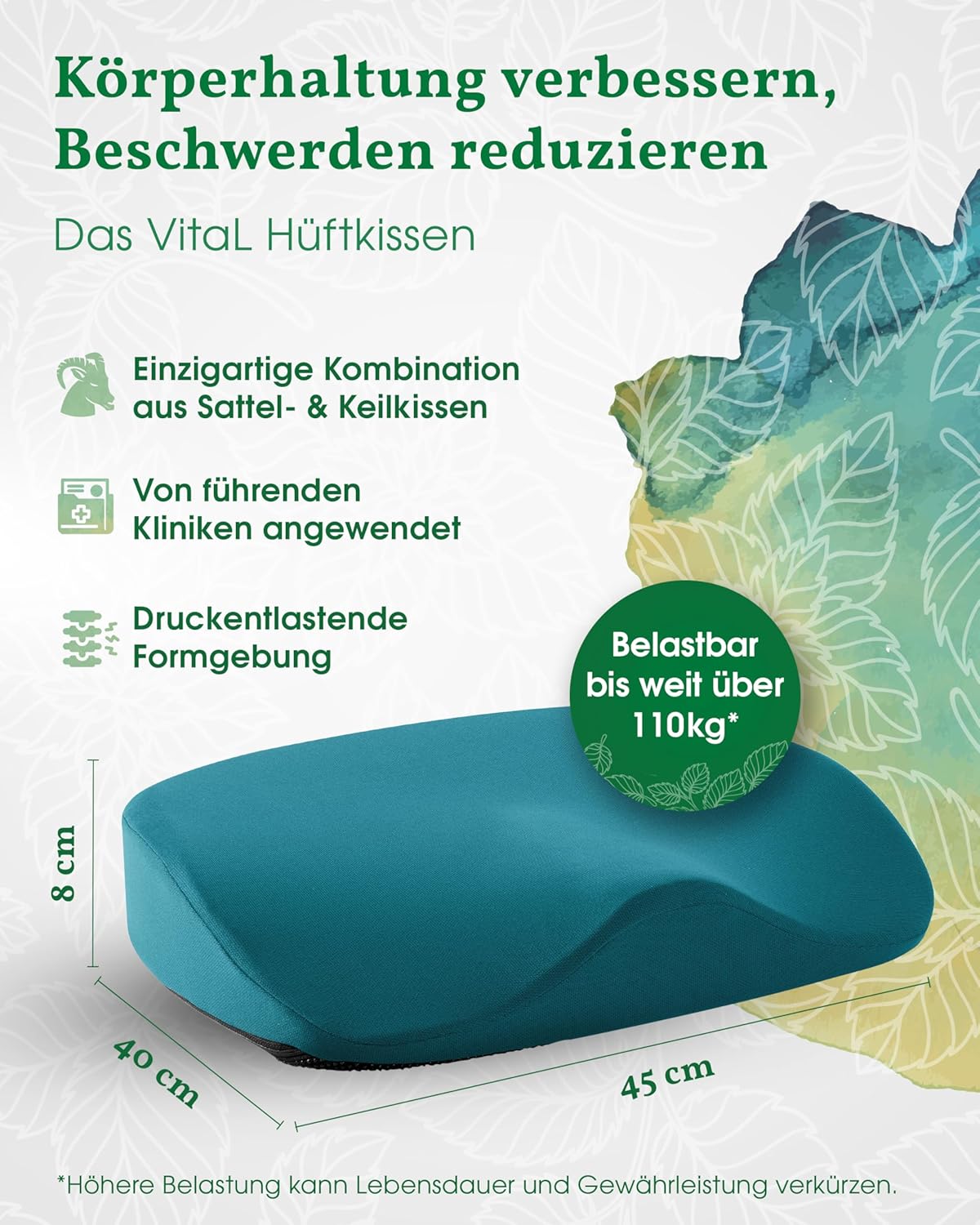 Hüftkissen – Das Original Orthopädisches Sitzkissen – Ergonomisches Keilkissen für Bürostuhl & Stuhl – Entlastet Rücken, Hüfte, Knie & LWS – Gegen Schmerzen & aufrechtes Sitzen – Bild 2