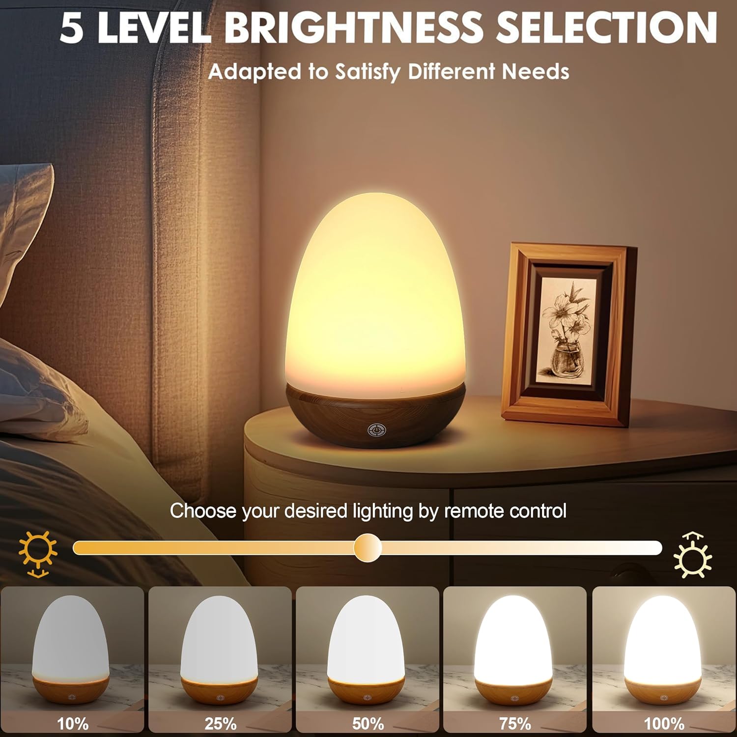 Tageslichtlampe, 15000 Lux Lichttherapielampe mit Fernbedienung, Tageslichtlampen mit einstellbaren Lichtfarben, Helligkeiten und Timer, LED-Simulation von Tageslicht (Walnussholzmaserung) – Bild 4