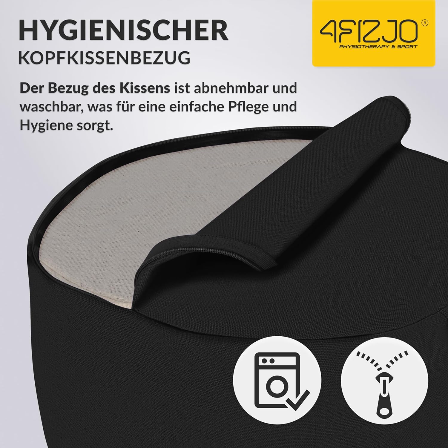 4FIZJO Rundes Meditationskissen, traditionelles Yogakissen rund mit Buchweizenschalenfüllung, Sitzkissen, Rondokissen, abnehmbarer Baumwollbezug, Maße 32 x 20 cm, pflegeleicht, schwarz – Bild 8