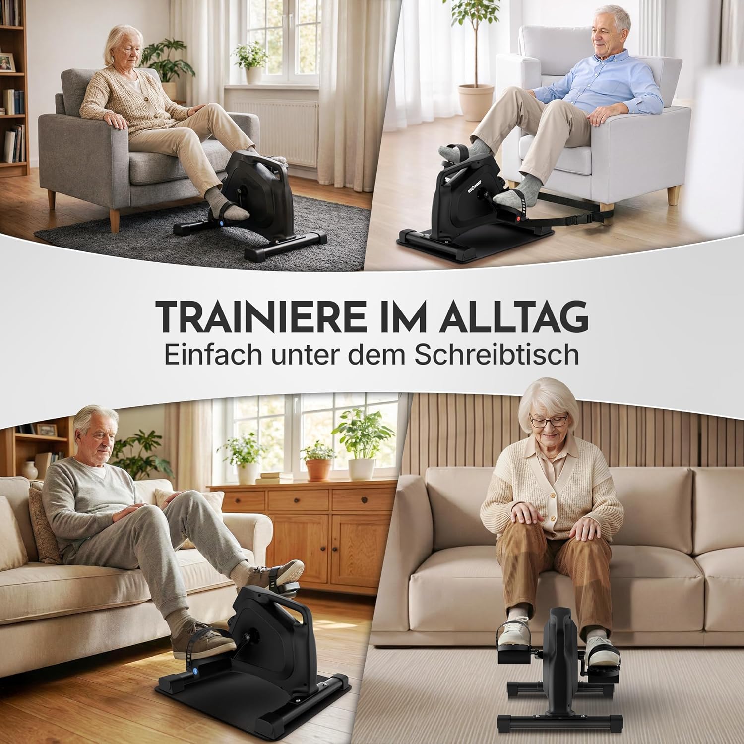 NEOLYMP Pedaltrainer für zu Hause TÜV geprüft – Gelenkschonender Sitz-Beintrainer für Senioren, Widerstandstrainer mit Display, 8 Stufen & Magnetbremse, sicherer Heimtrainer für Senioren – Bild 8