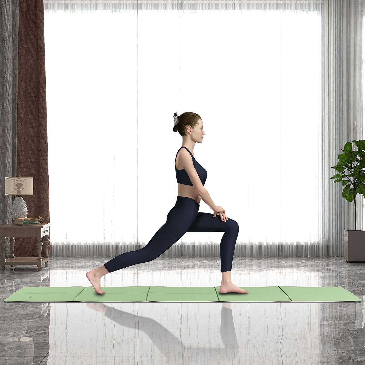 Faltbare Yogamatte für Reisen, zweifarbige Yogamatte, 6 mm dick, mit Tragetasche, rutschfeste TPE-Übungs-Pilatesmatte für 183 cm L x 61 cm B – Bild 6
