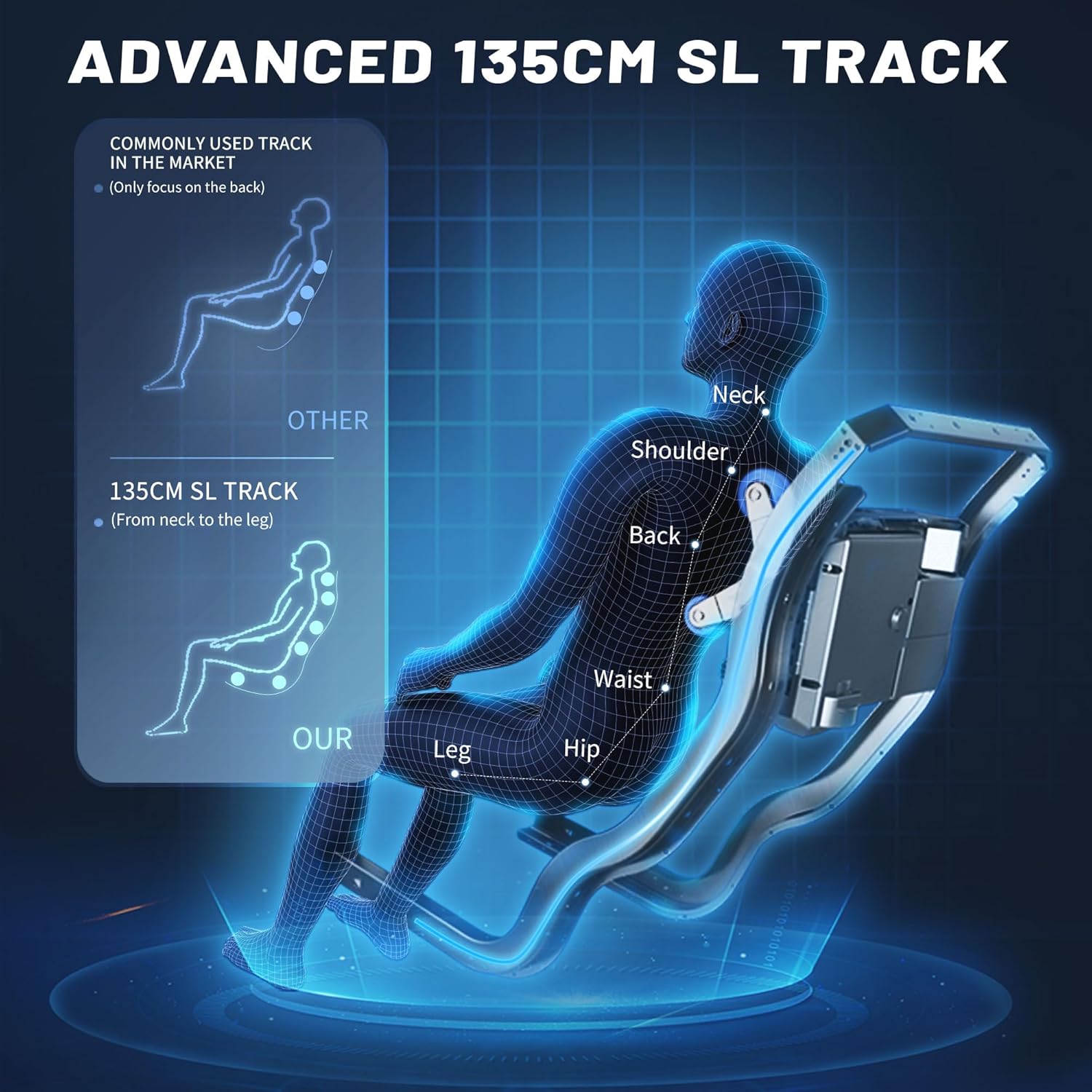 HealthRelife Massagesessel für den ganzen Körper, intelligenter Massagesessel, Zero Gravity, 3D-Roboterhände mit SL-Schiene, Entspannungssessel, Bluetooth-Lautsprecher, Schwarz – Bild 6
