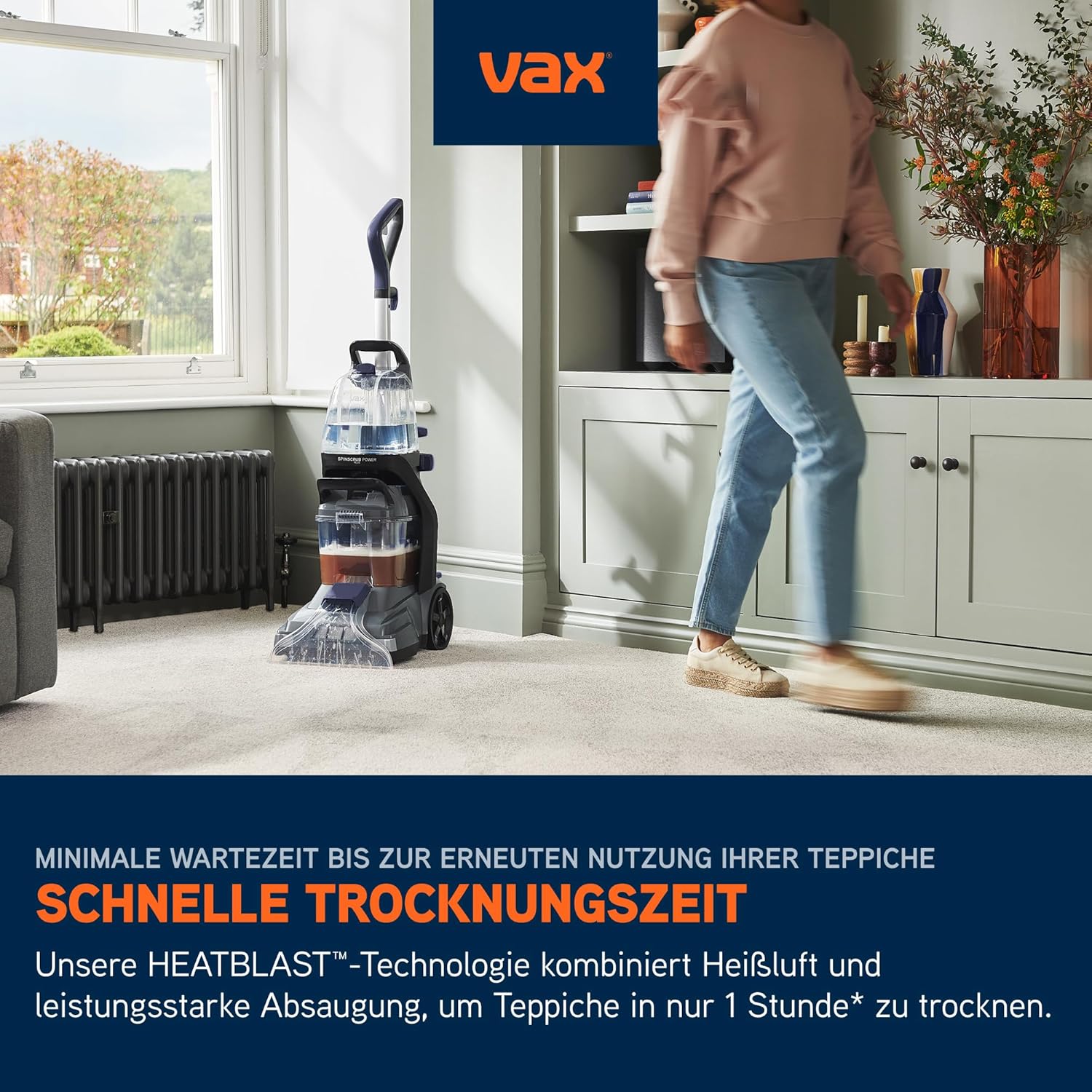 Vax SpinScrub Power Plus Polsterreinigergerät, Teppichreiniger zur Polster- und Fleckenentfernung mit SpinScrub-Technologie, XL-Tank, Schnelltrocknungsleistung und leistungsstarker Haushaltsreinigung – Bild 6