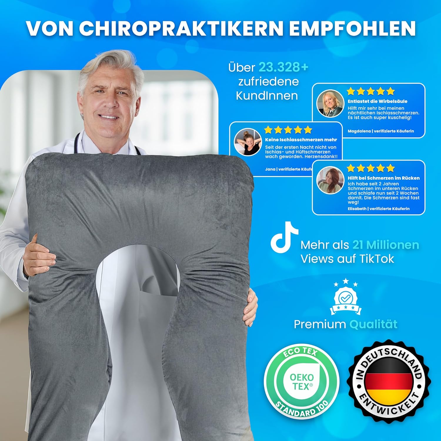 Generisch PillowDaddy Schlaftherapiekissen | Seitenschläferkissen mit Bezug für Ischias-, Hüft- und Rückenschmerzen | U-förmiges Ganzkörperkissen | Schwangerschaftskissen | Stillkissen XXL – Bild 6