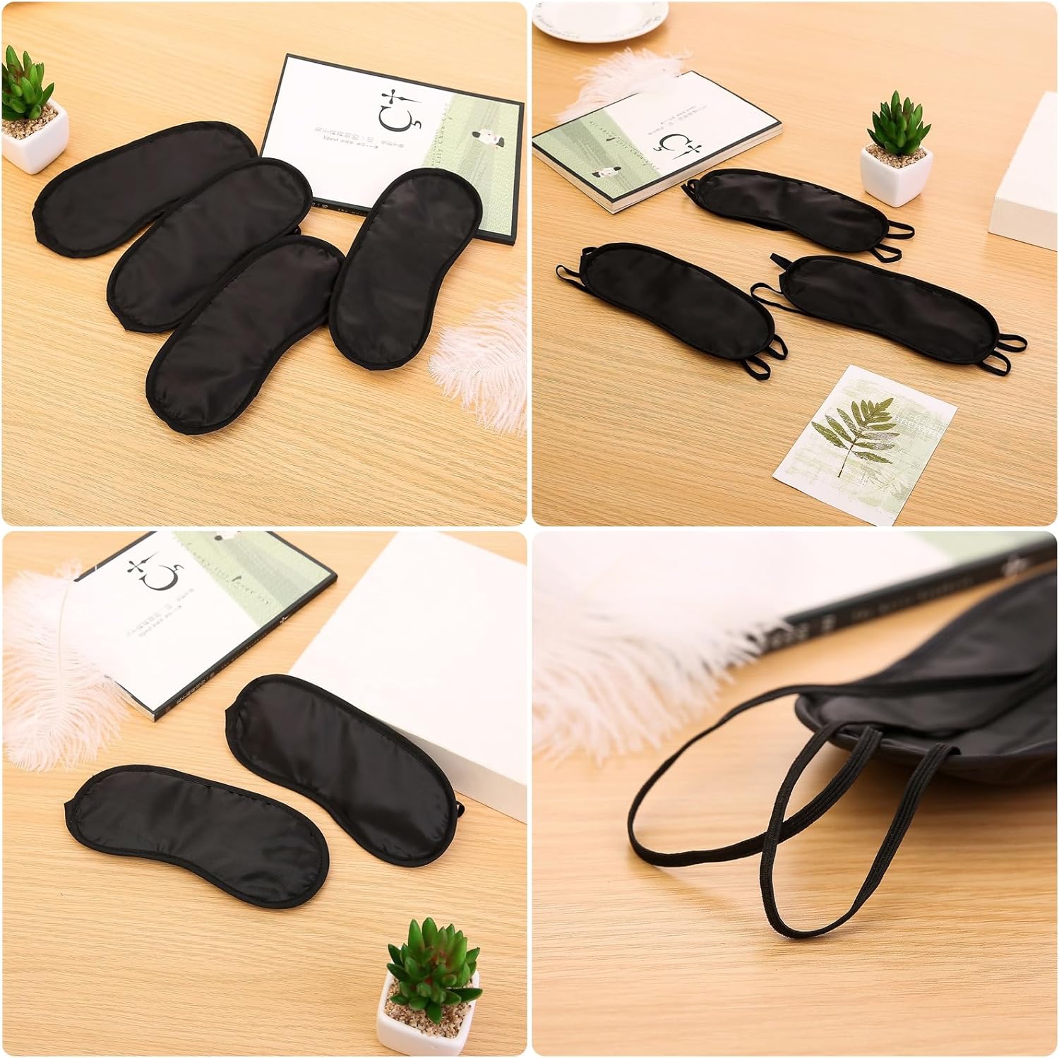 12 Stück Schlafmasken Herren, Erwachsene Augenbinde, Augenbinde Kinder, Schlafmaske für Seitenschläfer, für Reisen, Nickerchen, Nachtschlaf (Schwarz) – Bild 6