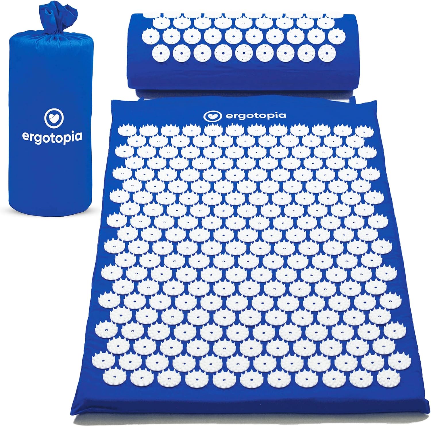 Ergotopia Akupressurmatte für wohltuende Entspannung/Massagematte für ruhige Momente und bessere Durchblutung/inkl. Akupressurkissen, 68 x 42 cm