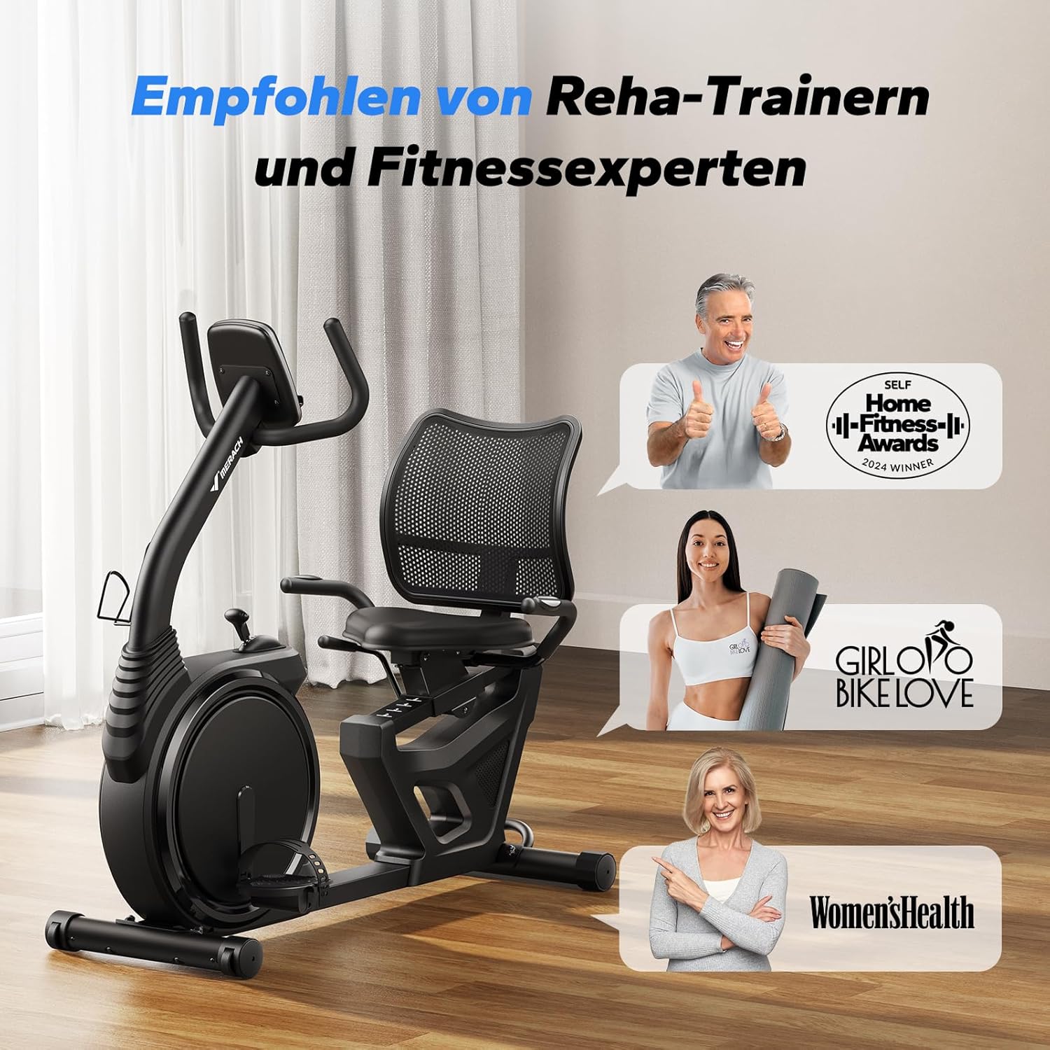 MERACH Liege-Heimtrainer für zu Hause mit 8 einstellbaren Widerstandsstufen, leichter kommerzieller Heimtrainer mit Smart Bluetooth, exklusiver App-Konnektivität, LCD-Display, Herzfrequenzsensoren – Bild 6