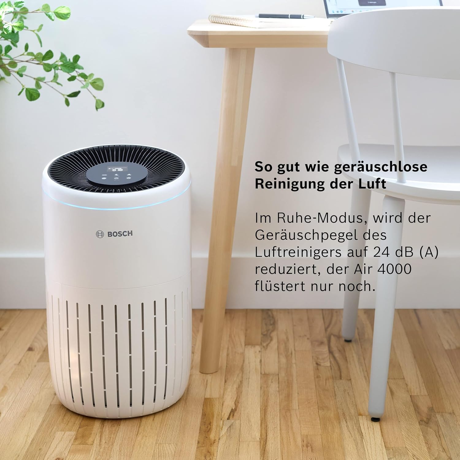 Bosch Air 4000 Luftreiniger – Für Räume bis 62,5 m² – Entfernt effizient Schadstoffe – Mit 3-in-1-Luftfilter, Smart Sensor, Automatikmodus, Schlafmodus (< 25 dB(A)) – CADR: 300 m³/h – Bild 4