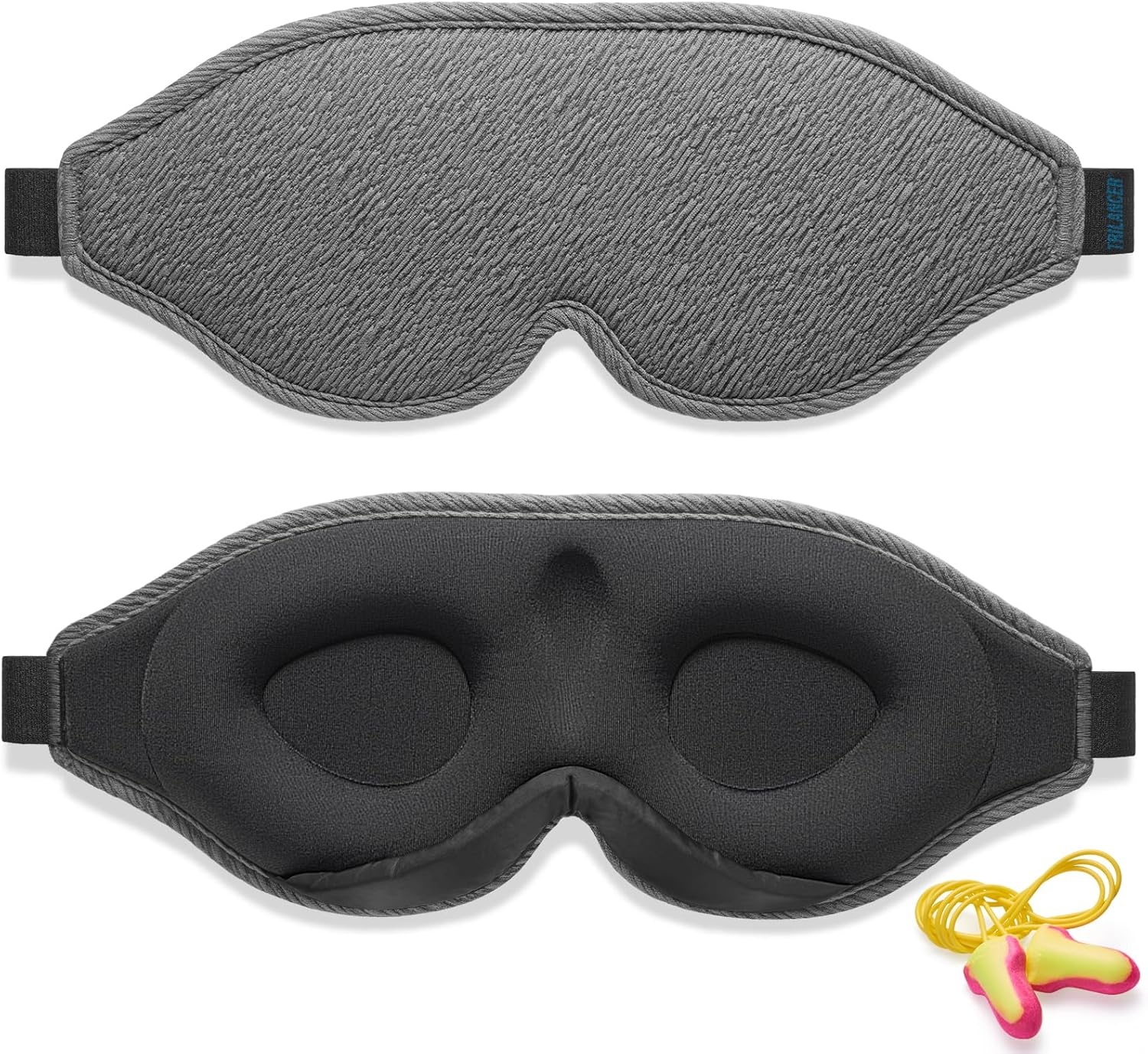 2026 Innovative Schlafmaske für Männer und Frauen, 99,99 % Lichtblockierung, ergonomische, verstellbare Augenmaske mit Ohrstöpseln für Schlaf, Nickerchen, Meditation, Reisen, bequemen Schlaf (grau)