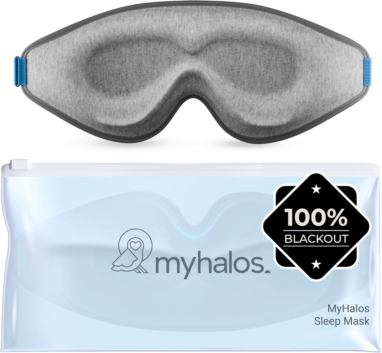 MyHalos® Schlafmaske – Augenmasken zum Schlafen – 100 % verdunkelnde Schlafmaske für Damen, Herren und Seitenschläfer – 3D-Schlafmaske gegen Druck – preisgekröntes Design, wimpernfreundlich