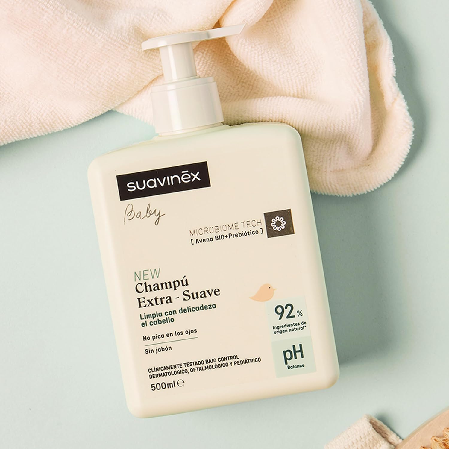 Suavinex, extra mildes Shampoo für Babys, weiches und glänzendes Haar, kein Juckreiz in den Augen, keine Tränen, keine Seife, geeignet für empfindliche Haut, 92 % natürliche Inhaltsstoffe mit – Bild 5