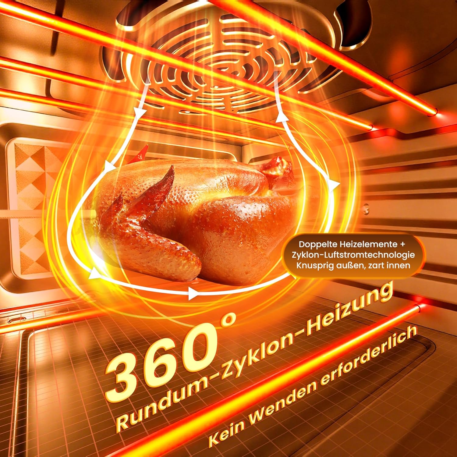 Heißluftfritteuse XXL 1800 W, 30 °C – 230 °C Luftfritteuse, großes Fassungsvermögen für Familie mit Tür, Drehspieß, Grill, Joghurtbereiter, Toaster, Dörrgerät mit Dual Cook (Silber) – Bild 5