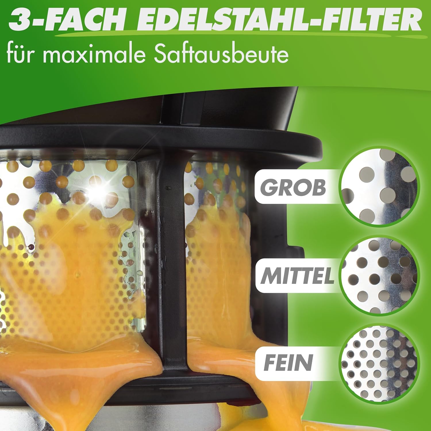 Nutrilovers Slow Juicer Nutri-Press Max Ganzfrucht-Entsafter mit XXL-135-mm-Öffnung, BPA-frei, inklusive Saftflasche, Slow-Juice-Rezeptbuch – Bild 4
