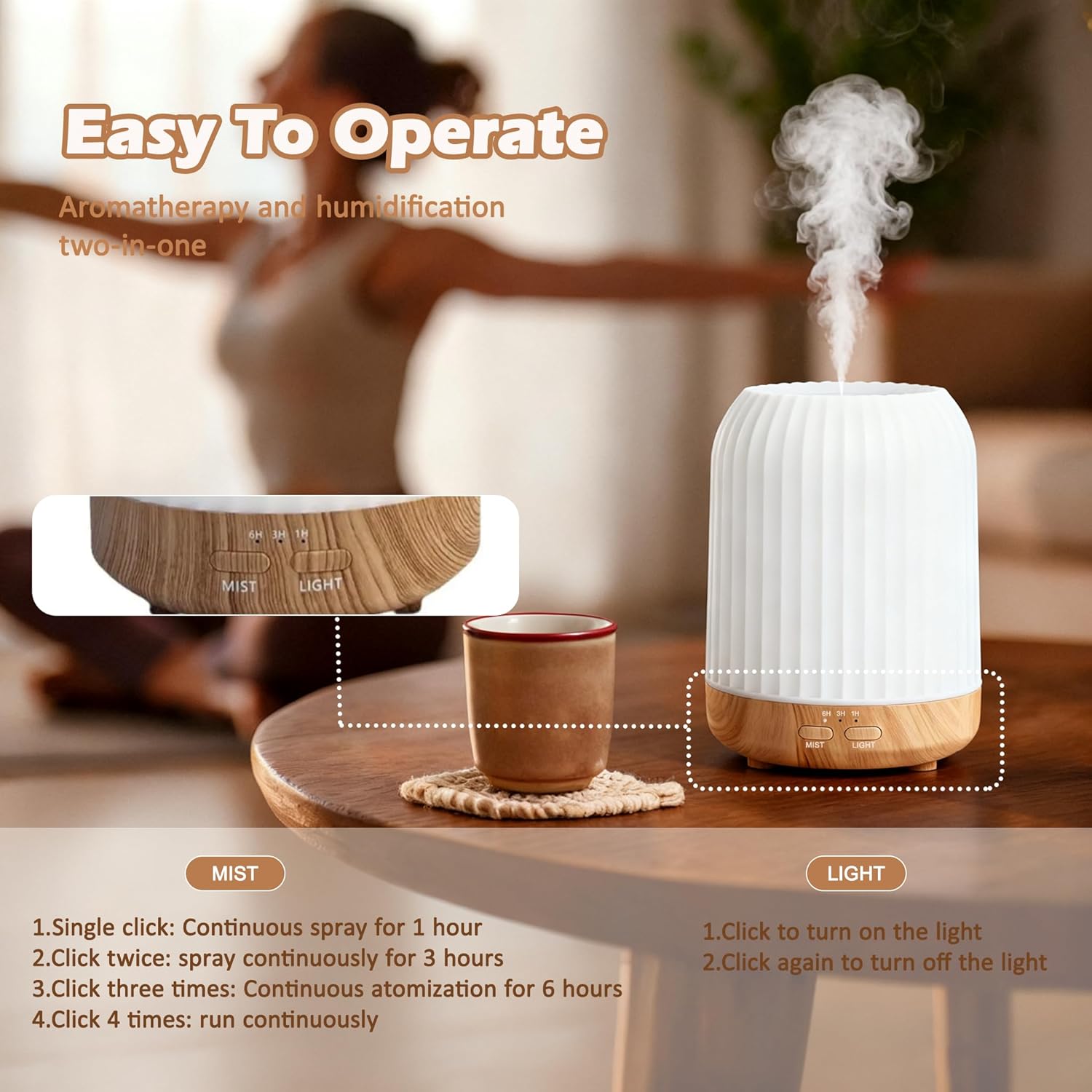 Aroma-Diffusor, 250 ml Diffusor ätherische Öle, Luftbefeuchter mit Timer, Duftöl-Diffusor mit 7 Farben LED, Aromatherapie-Diffusor für Duftöle, BPA-frei, Geschenk für Frauen – Bild 3