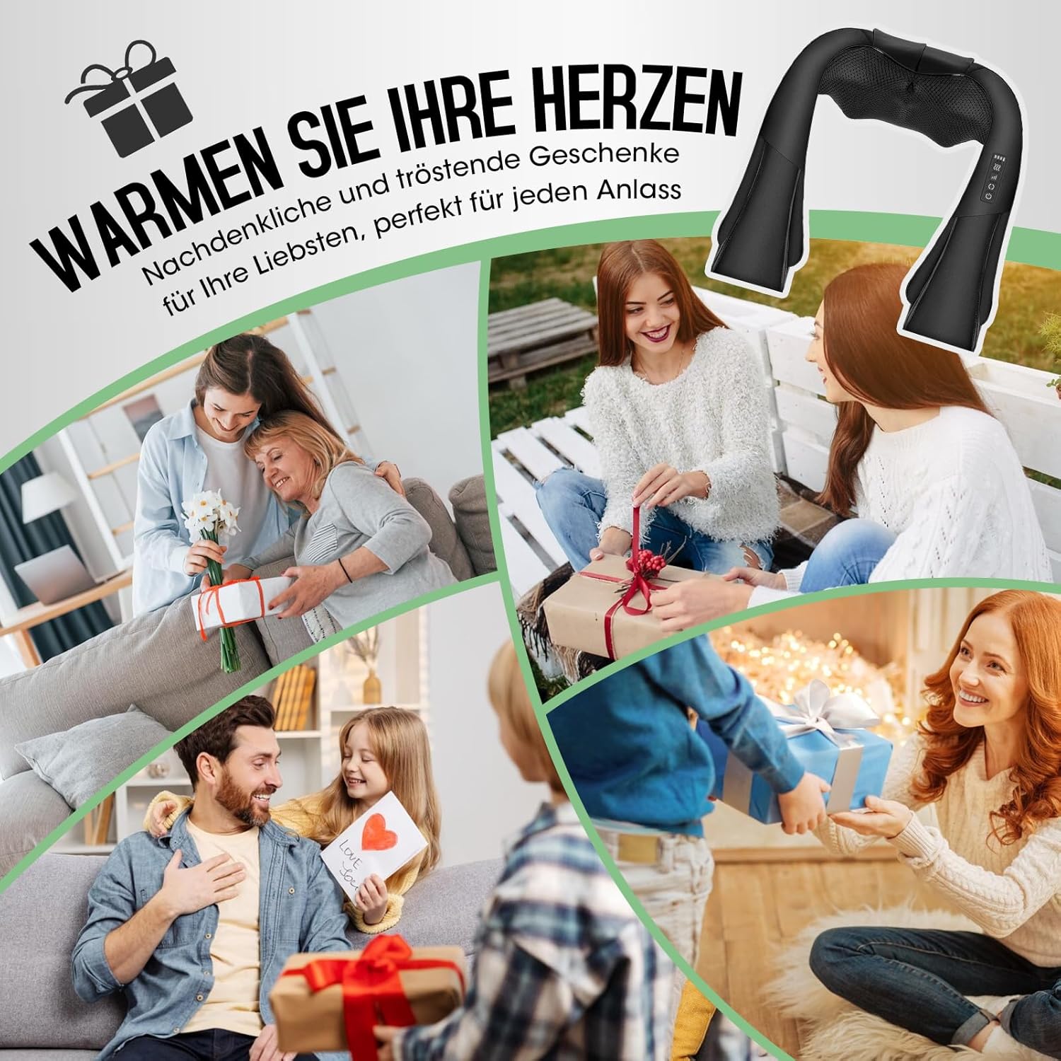 AERLANG 2026 Kabelloses Nackenmassagegerät mit Wärme, Shiatsu-Massagegerät 3D-Tiefenmassage, geeignet zum Massieren von Nacken, Schultern, Rücken usw., bestes Geschenk – Bild 7