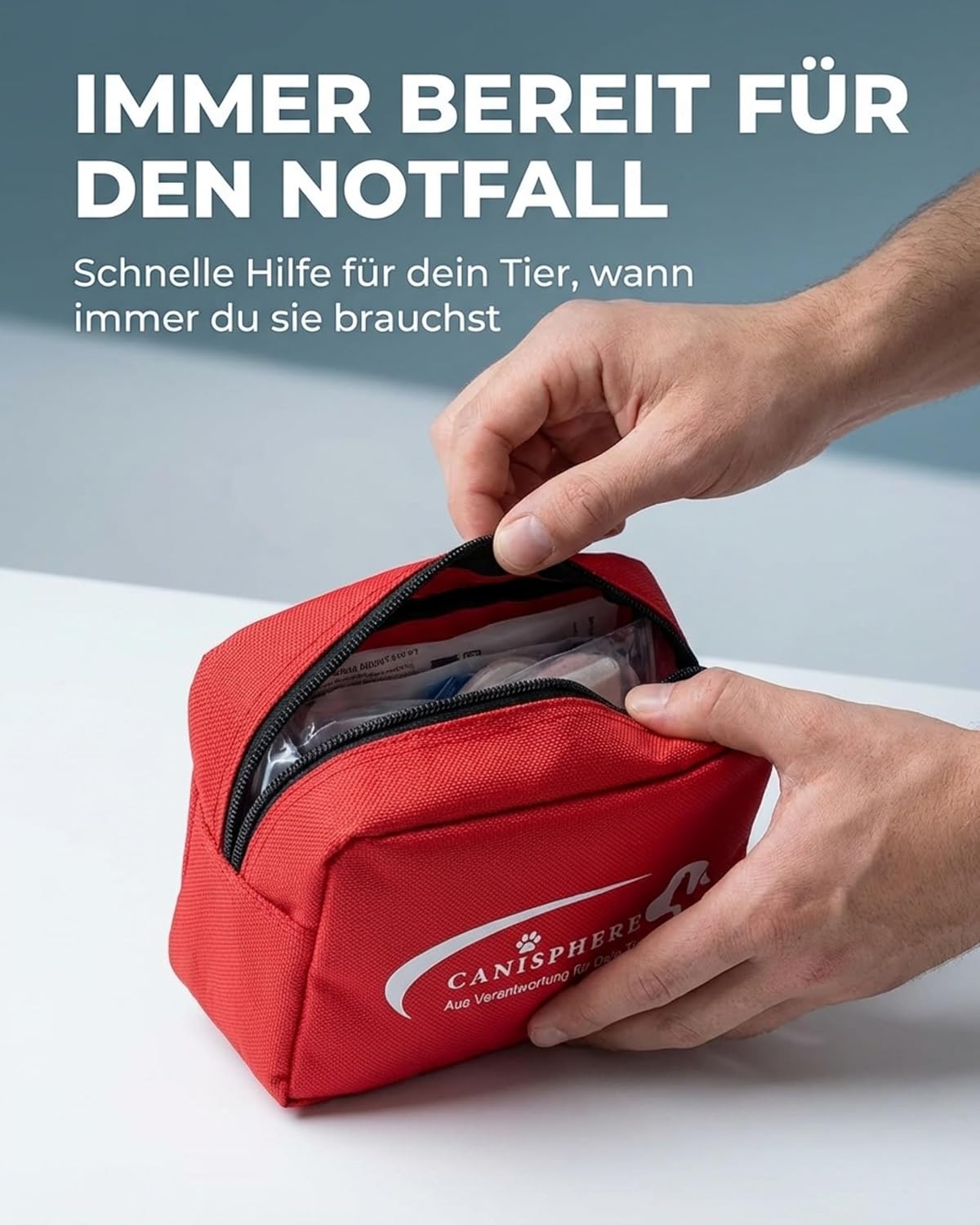 Erste-Hilfe-Set für unterwegs Hund & Katze – Kompakte Hunde-Reiseapotheke im Softcase – 10-teiliges Hunde-/Katzen-Notfallset mit Gürtelschlaufe – Ideal für Spaziergänge, Training & Outdoor-Einsatz – Bild 4