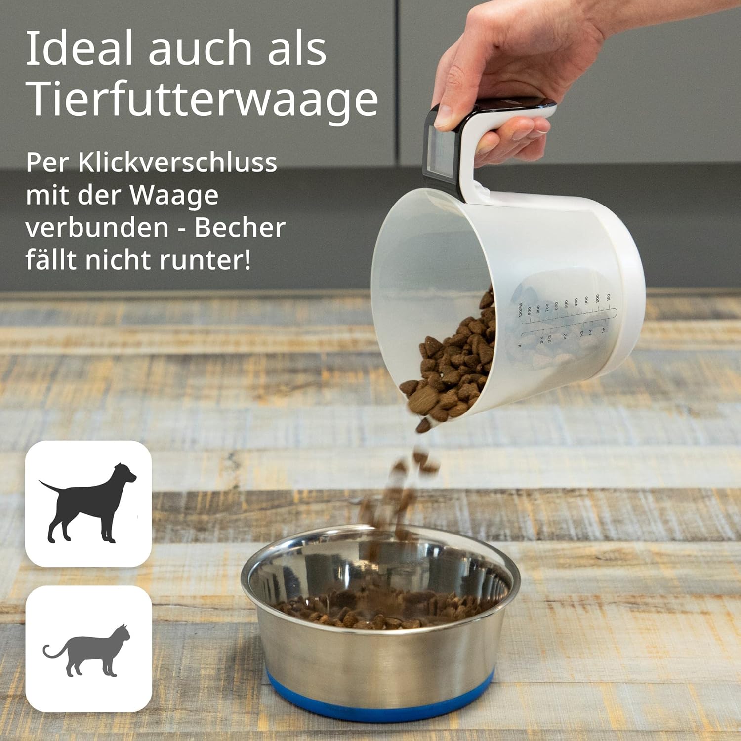 ADE Digitale Messbecherwaage | Küchenwaage mit Messbecher zum Wiegen und Messen | Elektronische Messbecherwaage zum Backen und Kochen – Bild 4