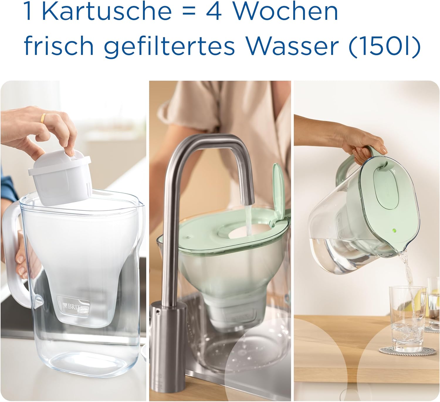 BRITA Style Eco Green Wasserfilterkanne (2,4 L) inklusive 1 Maxtra Pro All-in-1 Kartusche – Nachhaltiger Wasserfilter in modernem Design zur Reduzierung von Kalk, Chlor, Blei & Verunreinigungen – Bild 5