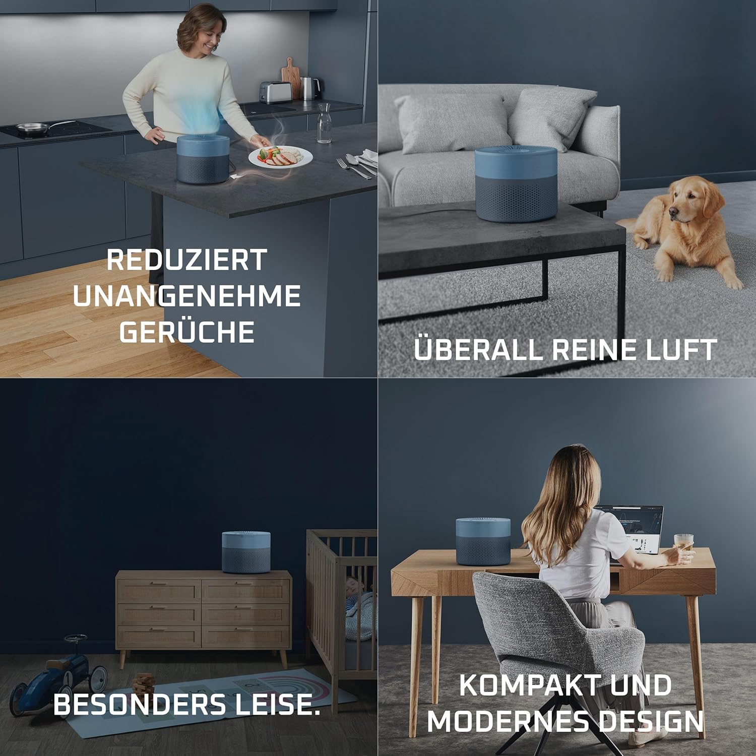 Rowenta PU1522F0 Pure Air Mini-Luftreiniger für Zuhause, ultrakompakte Größe, bis zu 22 m², extrem leiser Nachtmodus, 3-in-1-Filterung, HEPA Allergy+, Blau – Bild 2