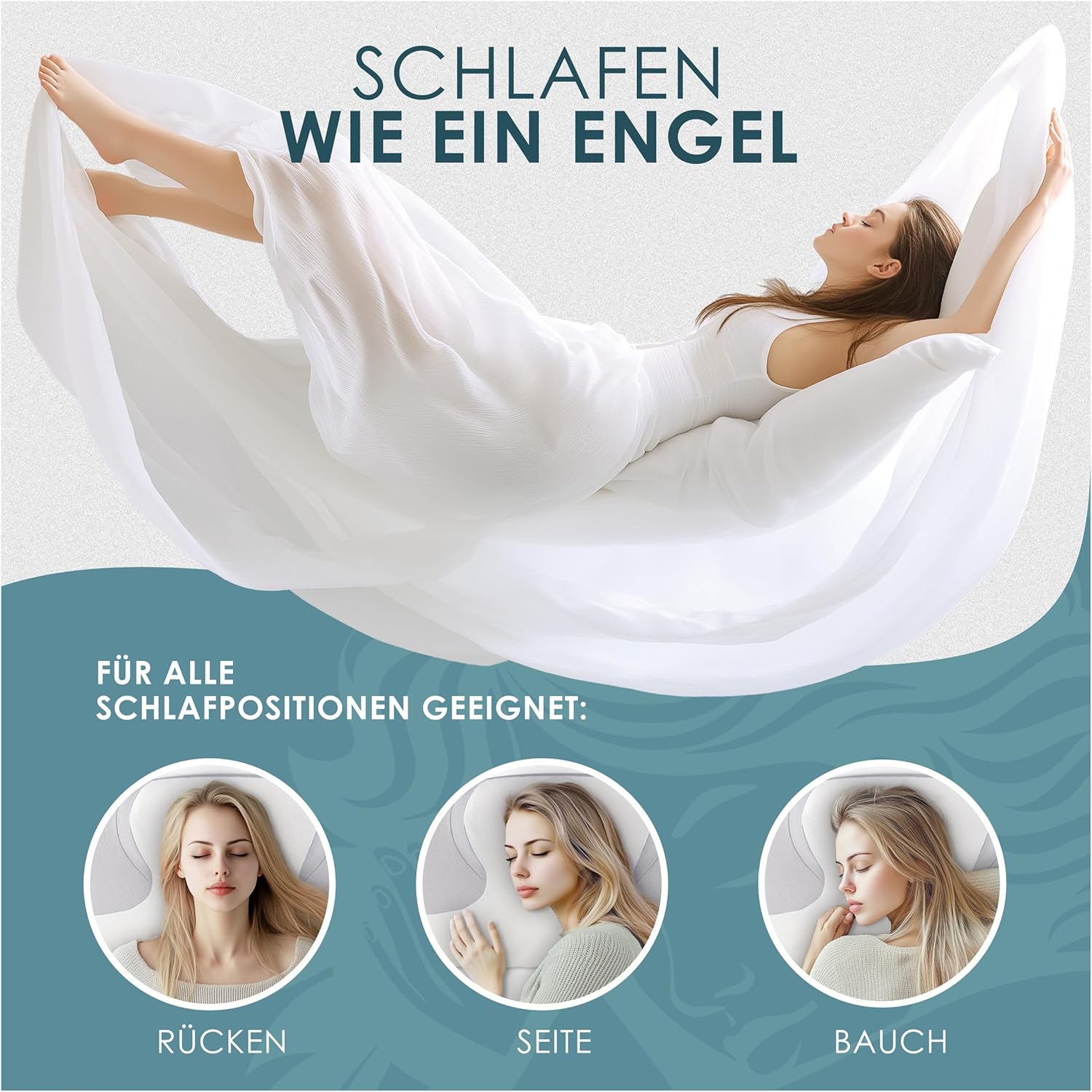 Orthopädisches Memory-Schaum-Kissen, ergonomisches Kissen zur Linderung von Nackenschmerzen, IGR-zertifiziert, Nackenkissen für Rücken-, Bauch- und Seitenschläfer – Bild 4