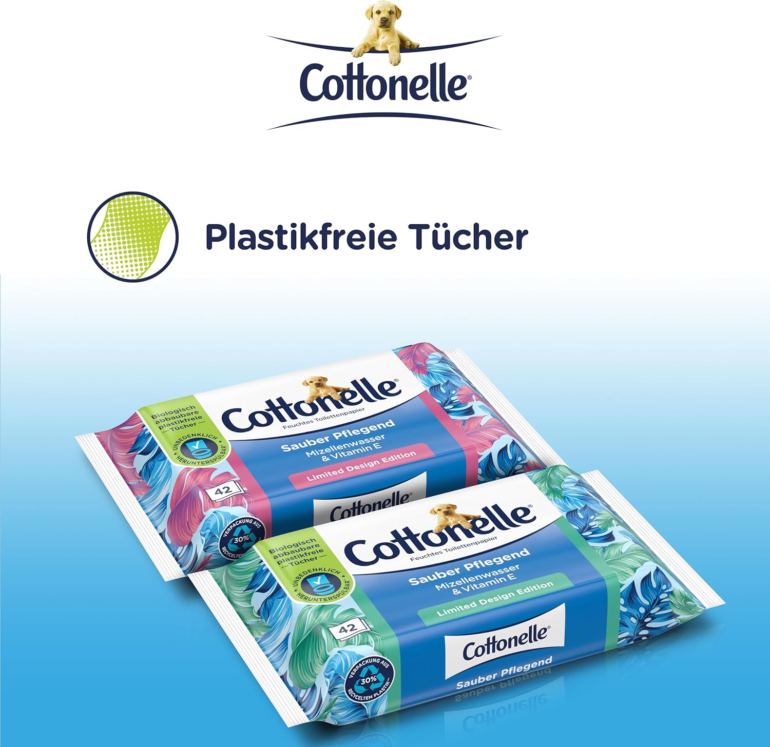 Cottonelle Feuchtes Toilettenpapier, sauber pflegend, mizellares Wasser und Baumwollduft, biologisch abbaubar, plastikfrei, wiederverschließbar, Vorteilspackung, 12 x 42 Feuchttücher – Bild 6