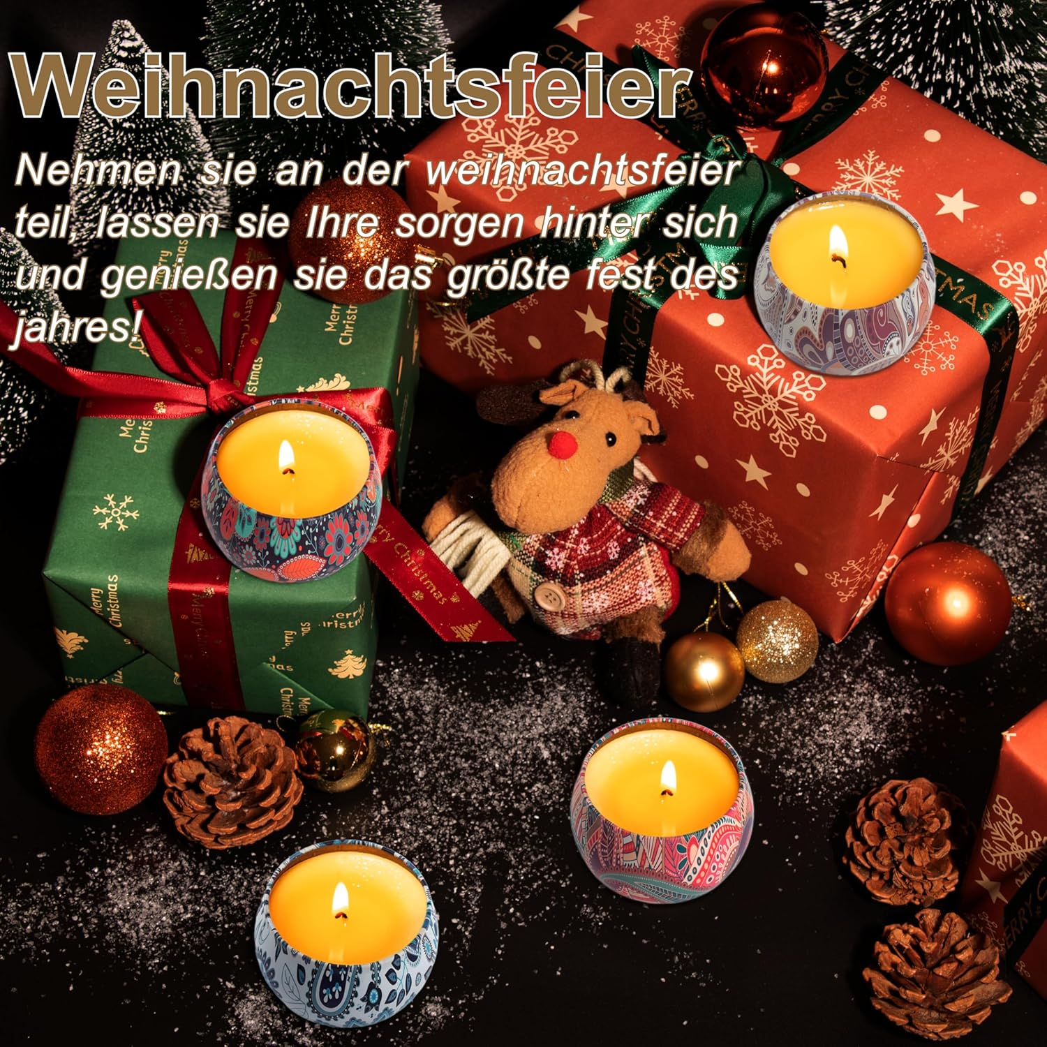 Duftkerzen-Geschenkset, Duftkerzen-Set – Geschenke, Kerze, Geschenkkerzen-Set, Weihnachten, kleine Weihnachtsgeschenke, Kerzen in Dosen mit Deckel für Frauen, Damen, Kollegen, Geschenk, 4 Stück – Bild 7