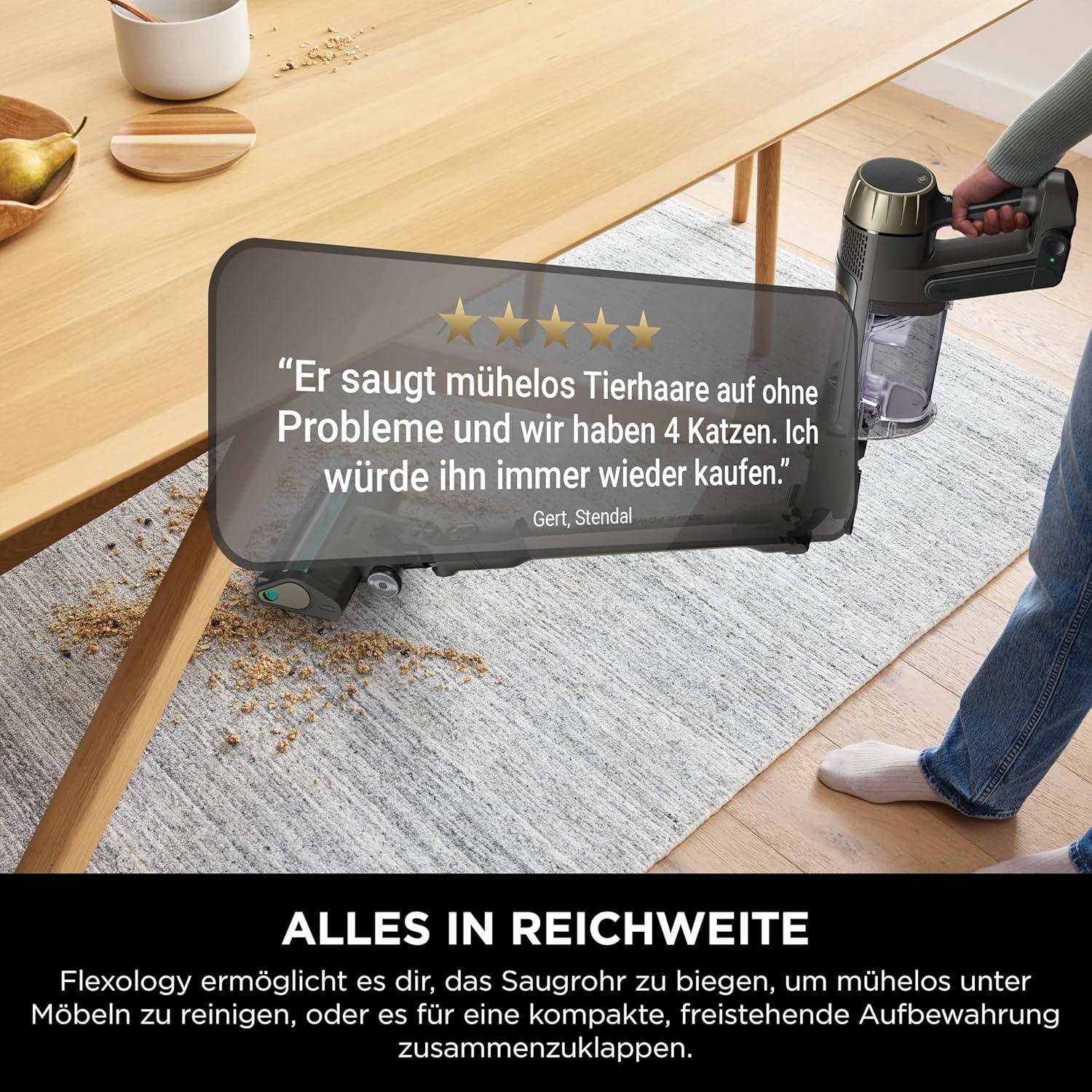 Shark PowerDetect Clean & Empty Akku-Staubsauger mit Saugstation, bis zu 70 Minuten Laufzeit, kabellos, selbstentleerend für Tierhaare, Allergiker, Teppiche und Hartböden, mit LED-Licht, Gold, IP3253EUT – Bild 12