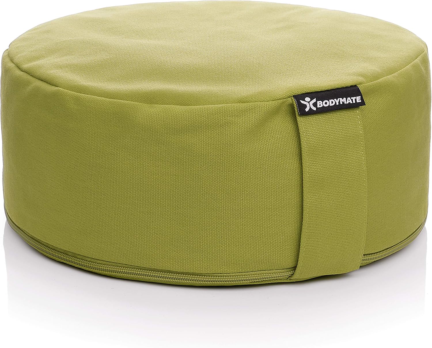 BODYMATE rundes Yogakissen 31cm Durchmesser 13cm hoch mit Buchweizenfellfüllung – maschinenwaschbarer Bezug aus 100% extra dicker Baumwolle – Meditationskissen – Sitzkissen