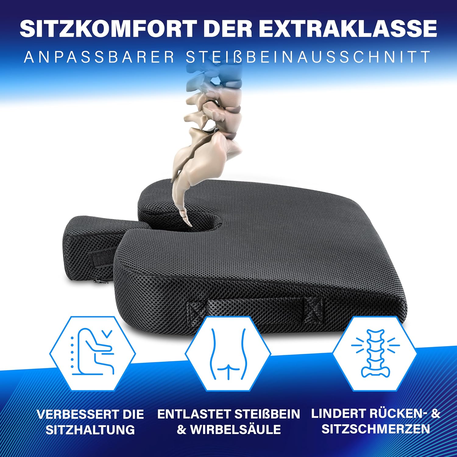 Ergonomisches Keilkissen und Lendenkissen von Healthfix – ideal für Büro und Heimbüro, verbessert die Sitzhaltung, lindert Sitzschmerzen und erhöht den Komfort – Bild 2