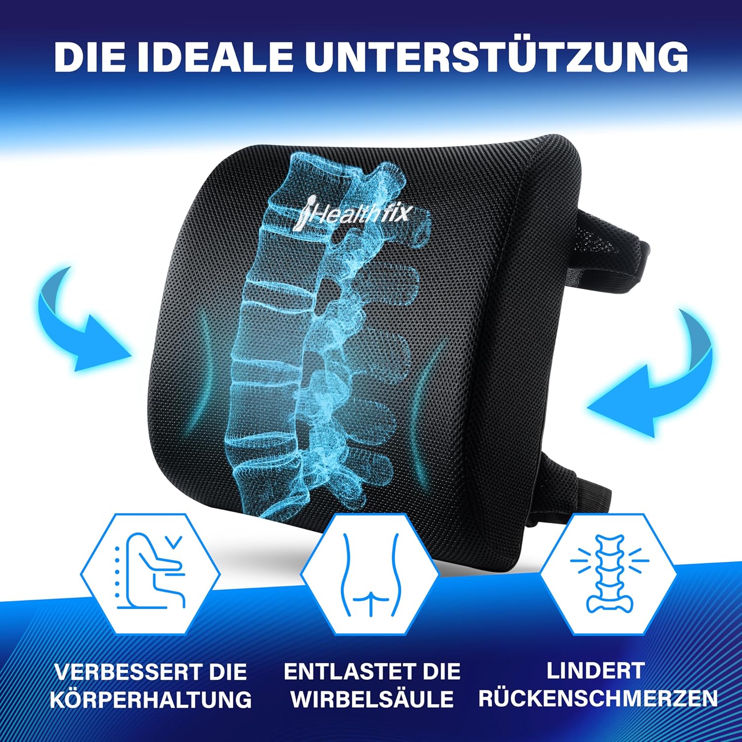 Ergonomisches Keilkissen und Lendenkissen von Healthfix – ideal für Büro und Heimbüro, verbessert die Sitzhaltung, lindert Sitzschmerzen und erhöht den Komfort – Bild 5