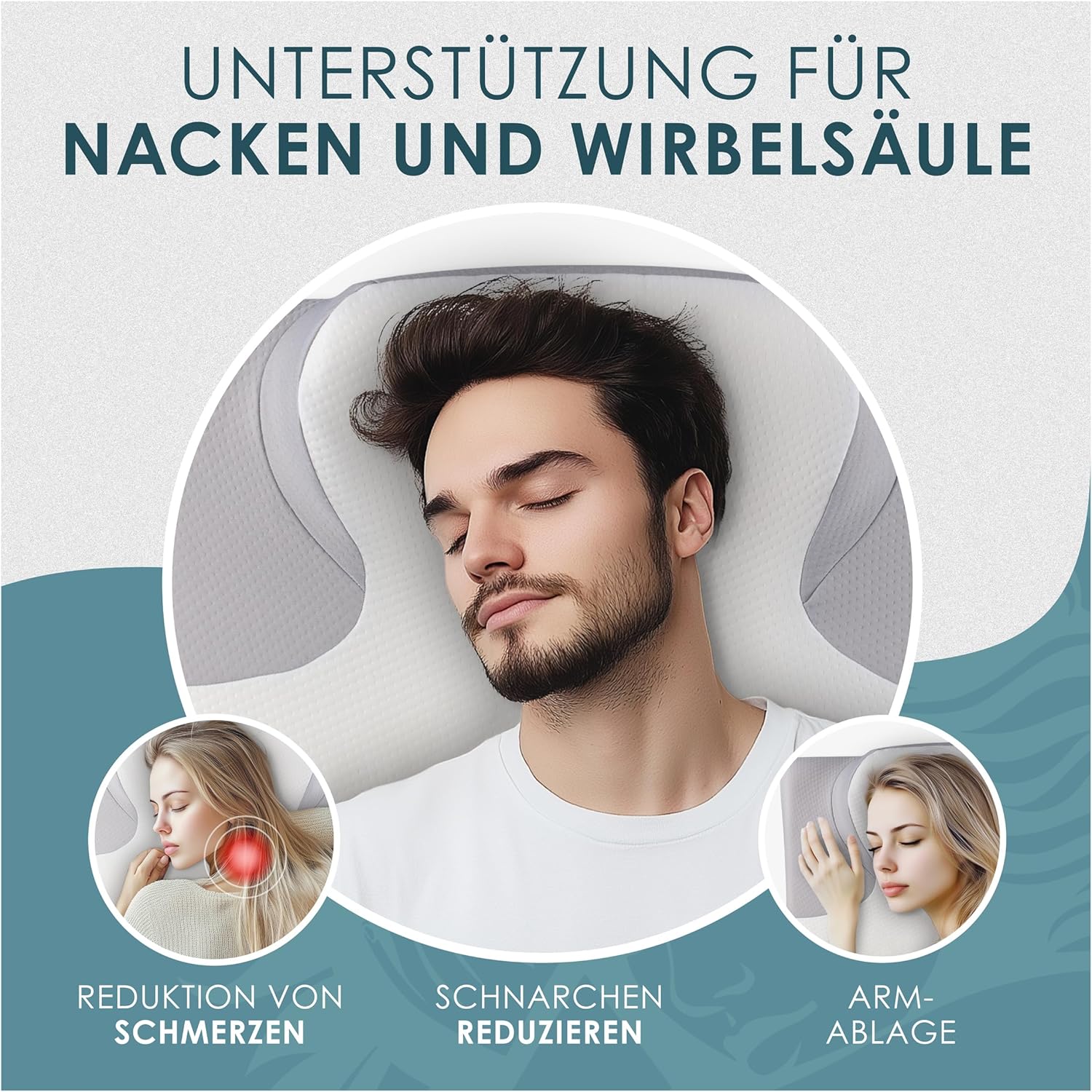 Orthopädisches Memory-Schaum-Kissen, ergonomisches Kissen zur Linderung von Nackenschmerzen, IGR-zertifiziert, Nackenkissen für Rücken-, Bauch- und Seitenschläfer – Bild 2