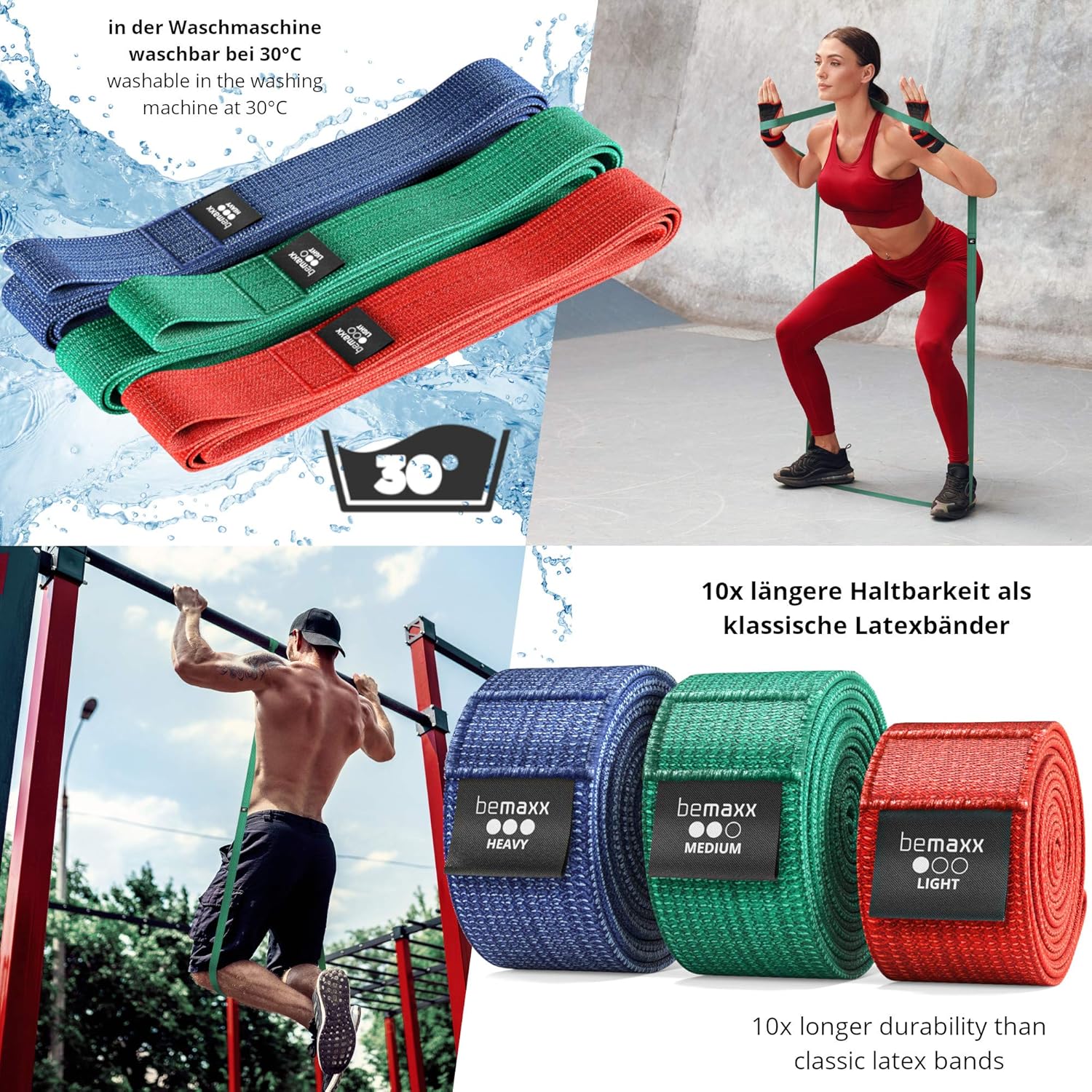 Fitnessband Klimmzug-Widerstandsband, Klimmzughilfe + Trainings-eBook - Das Klimmzug-Widerstandsband | Heimfitnessgeräte: Sportband-Klimmzug-Dip-Bar-Klimmzugband, Calisthenics-Bodybuilding-Trainingsband – Bild 4