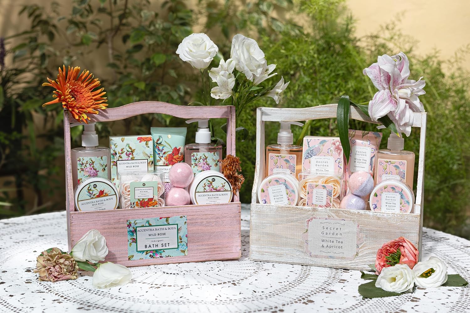 Accentra Duschset Damen Geschenkset im Holzkorb – 8-teiliges Pflegeset mit Duschgel, Körperlotion, Badezusätzen, Peeling & Handcreme – Wellness-Geschenkset für Geburtstag, Valentinstag & Weihnachten – Bild 14