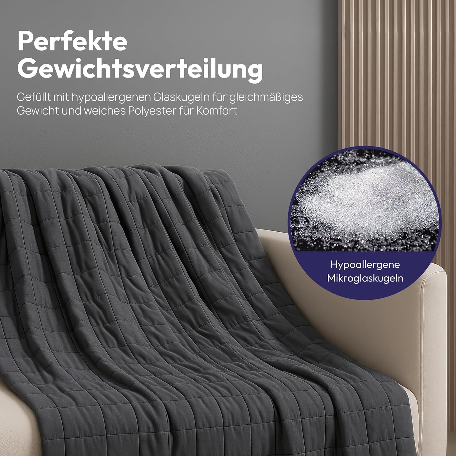 Gewichtsdecke 135 x 200 cm, 7 kg, schwere Bettdecke – Anti-Stress-Therapiedecke mit Glasdruckverteilung, schwere Gewichtsdecke für tiefen Schlaf und bessere Erholung, Einschlafhilfe für Erwachsene – Bild 4