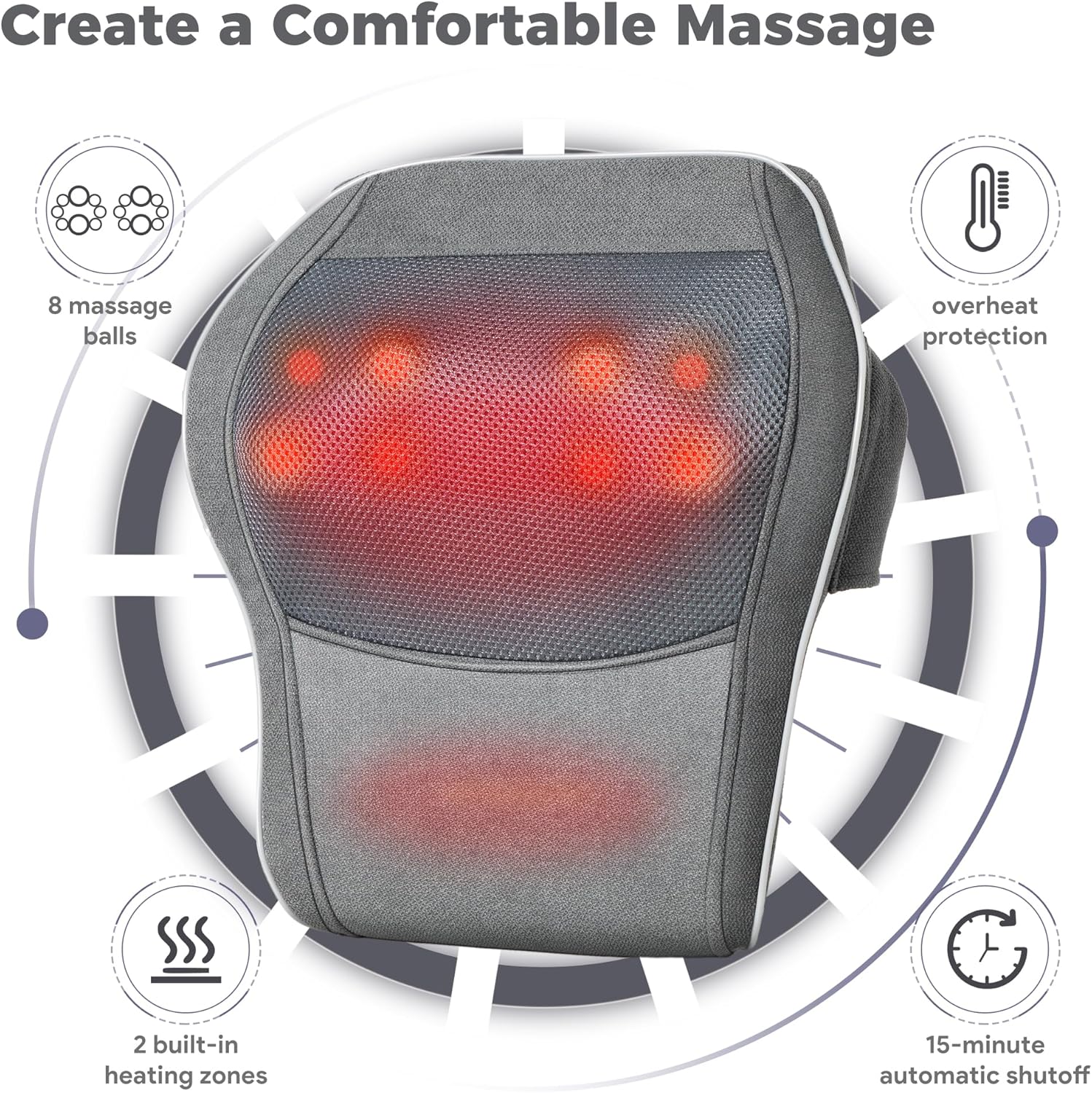 Brelley Massagegerät, Nackenmassagegerät mit Wärme, Shiatsu-Rückenmassagegerät mit 3D-Tiefengewebemassagegerät für Nacken, Rücken, Beine – Geschenke für Frauen, Männer und Eltern – Bild 6