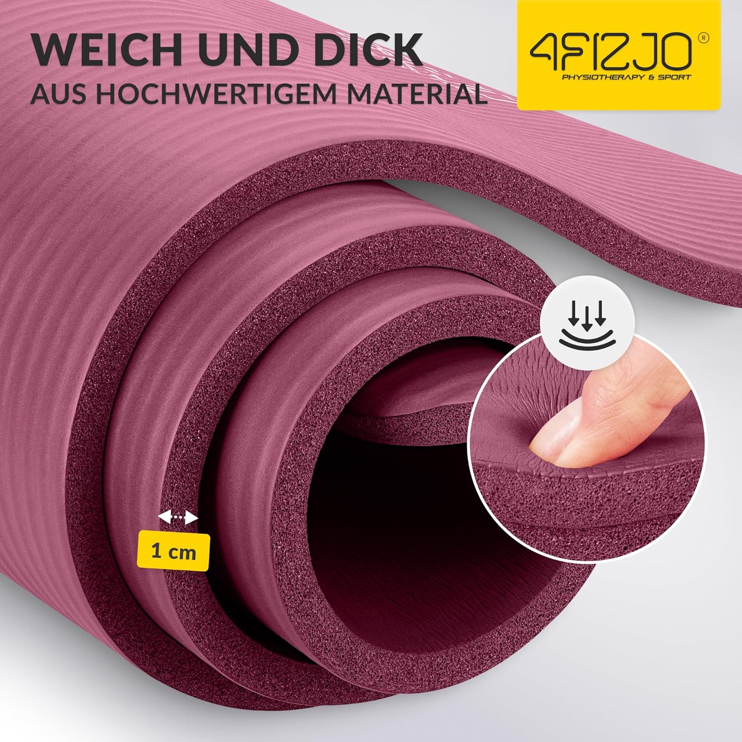 4FIZJO Fitnessmatte mit Tragegurt, Maße 180 x 60 cm, NBR-Schaum, rutschfest, Komfort, In & Outdoor, Pilatesmatte, Yogamatte, Sportmatte, Gymnastikmatte, Trainingsmatte – Bild 8