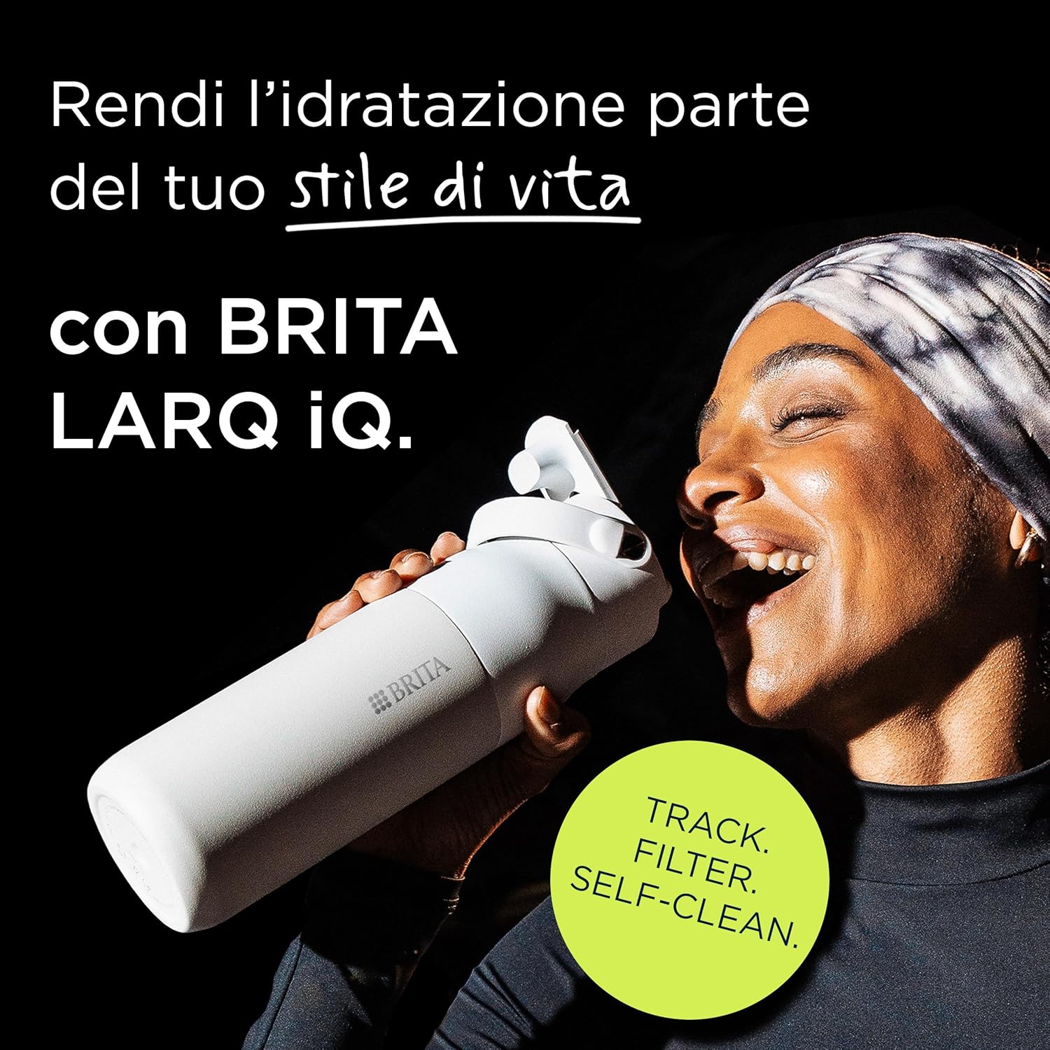 BRITA LARQ iQ Digital Filter-Wasserflasche weiß (680 ml) inklusive Trink-Tracking (App), Aktivkohle-Wasserfilter und UV-C – neutralisiert 99,99 % Bakterien und filtert Mikroverunreinigungen, PFAS und mehr – Bild 2